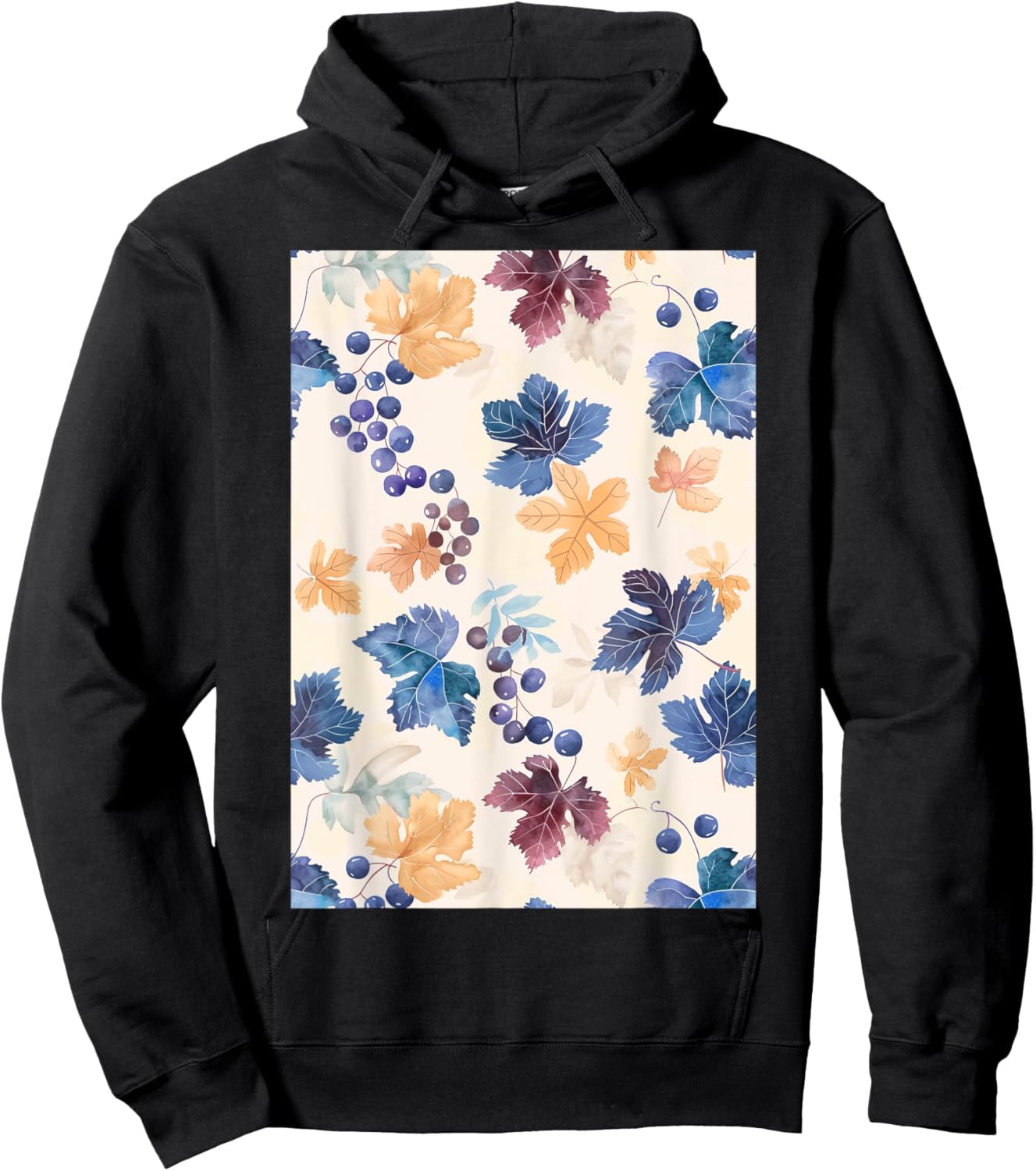 Vintage Pattern Art Grape Hoodie - Hoodie | Black
