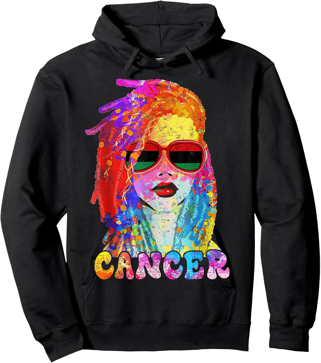 Cancer Girl Loc'd Hair Art Zodiac Birthday Black Woman Hoodie - Hoodie | Black