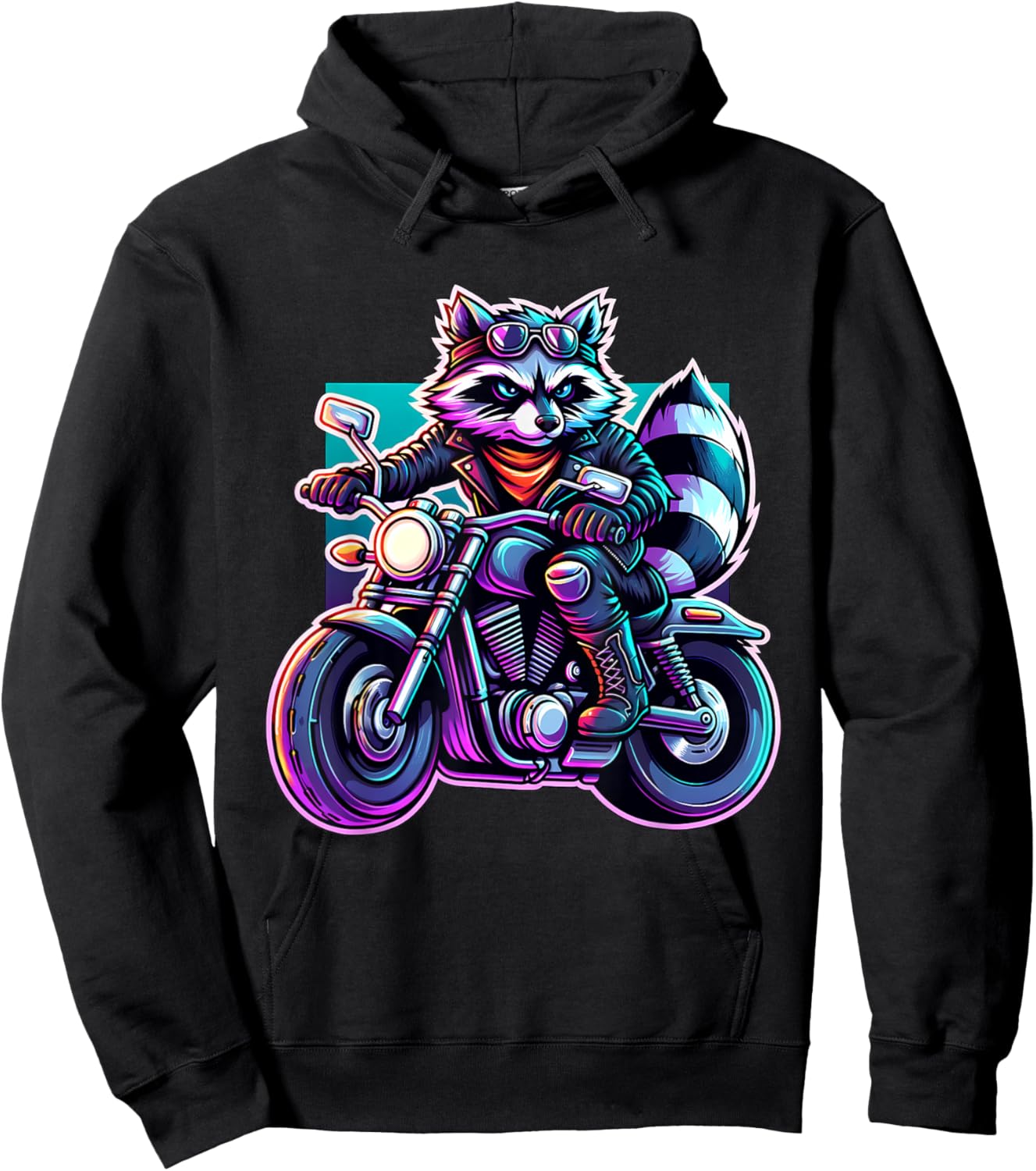Biker Racoon Riding Motorbike Hoodie - Hoodie | Black