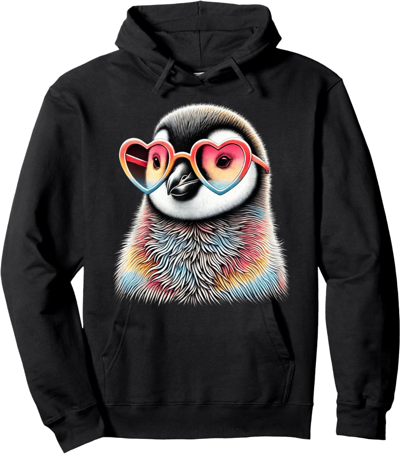 Cute Valentines Day Penguin Heart Sunglasses Boys Girls Kids Hoodie - Hoodie | Black