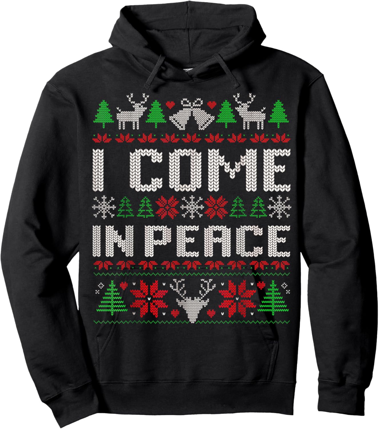 I Come In Peace I'm Peace Funny Matching Couple Christmas Hoodie - Hoodie | Black