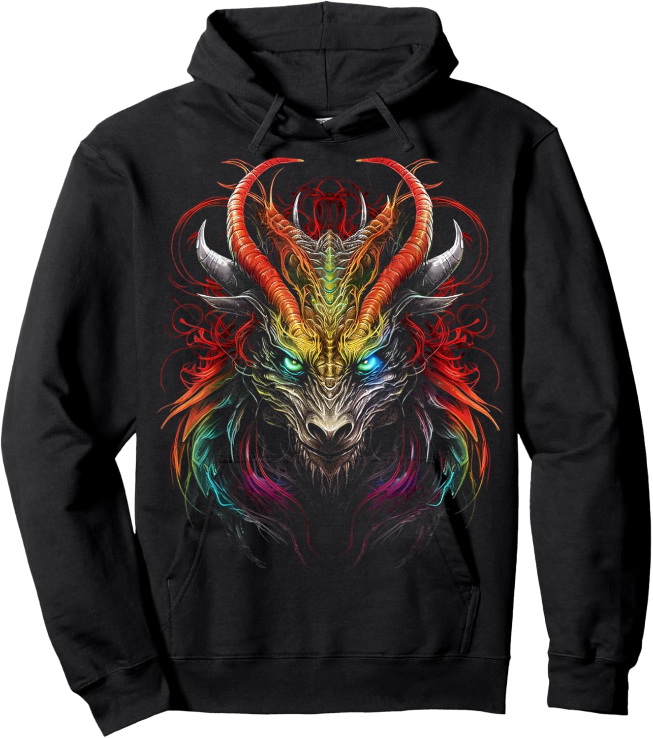 Dragon Abstract Colorful Animal Art Graphic Dragon Hoodie - Hoodie | Black