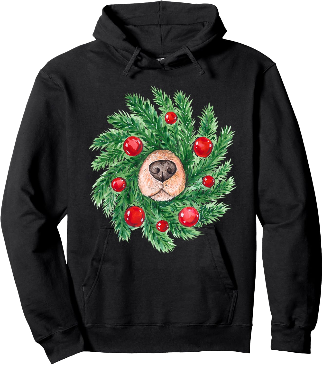 Youth Black Small Christmas Wreath Hoodie - Hoodie | Black