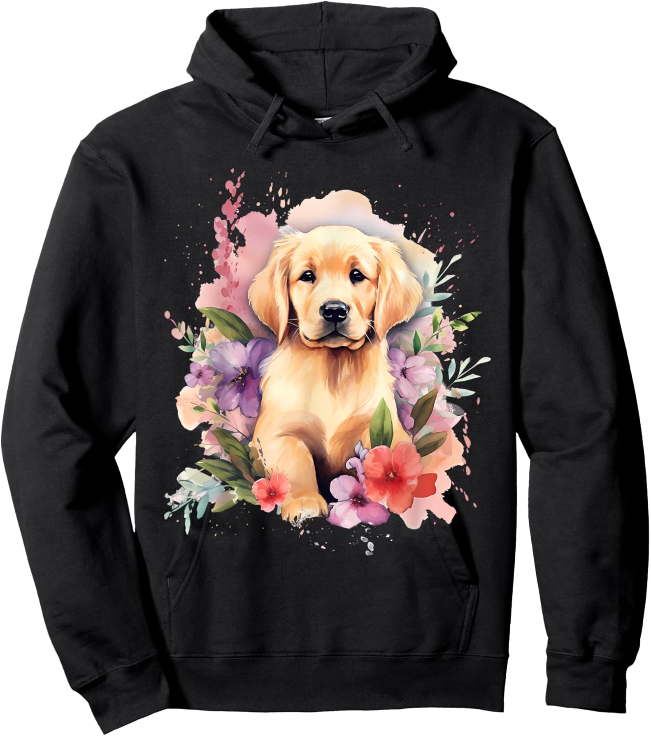 Watercolor Golden Retriever Hoodie - Hoodie | Black