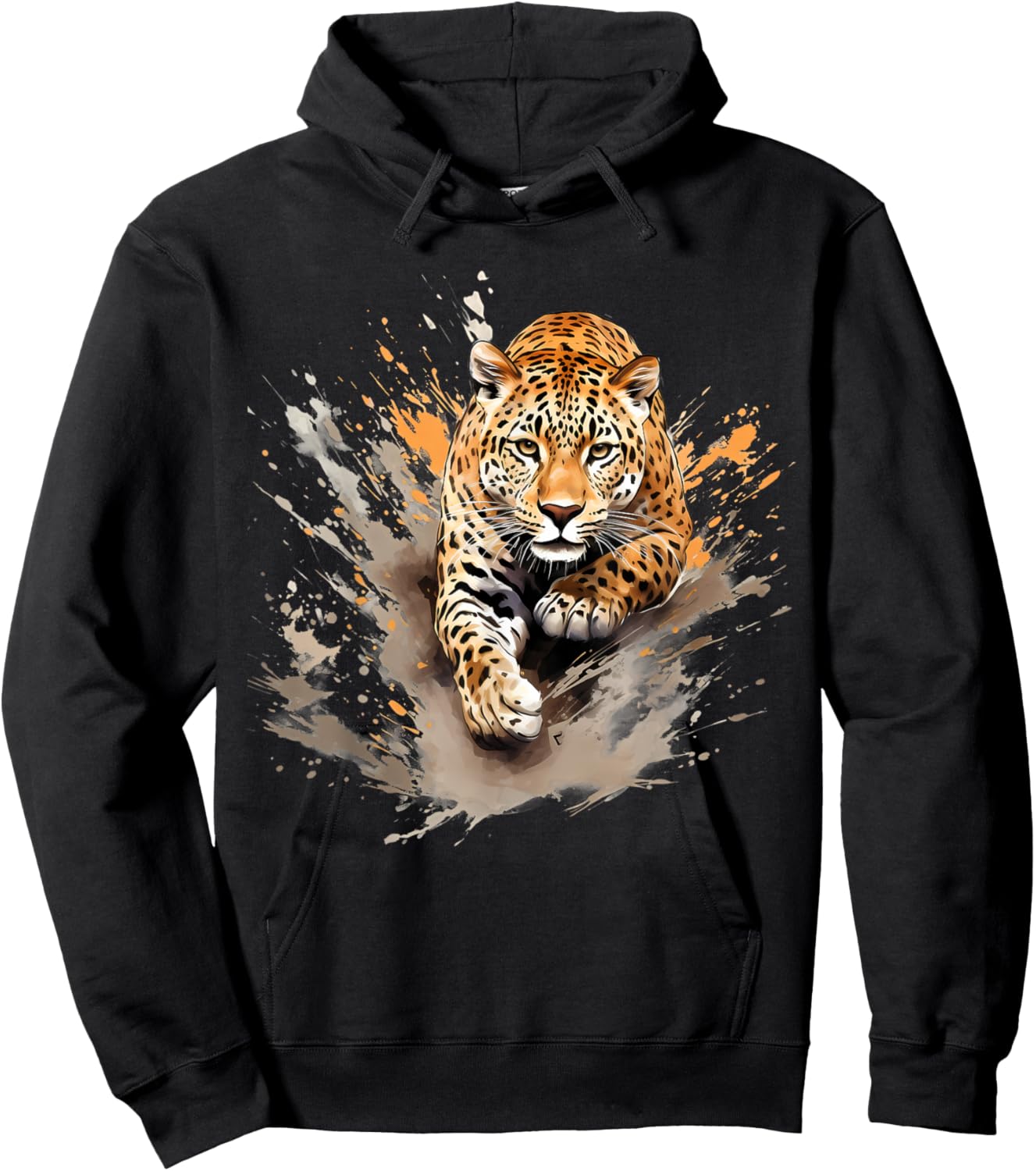Leopard Artwork Wildlife Safari Animal Art Nature Splash Hoodie - Hoodie | Black