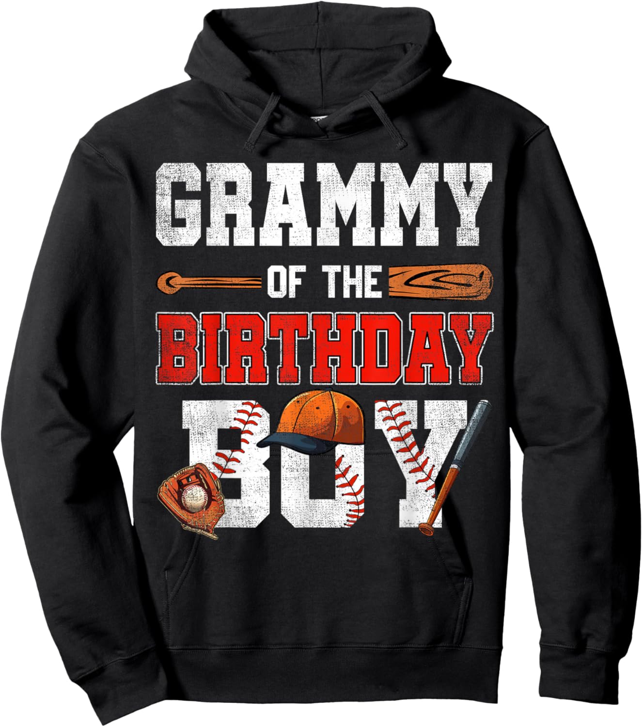 Grammy Of The Birthday Boy Baseball Bday Family Hoodie - Hoodie | Black