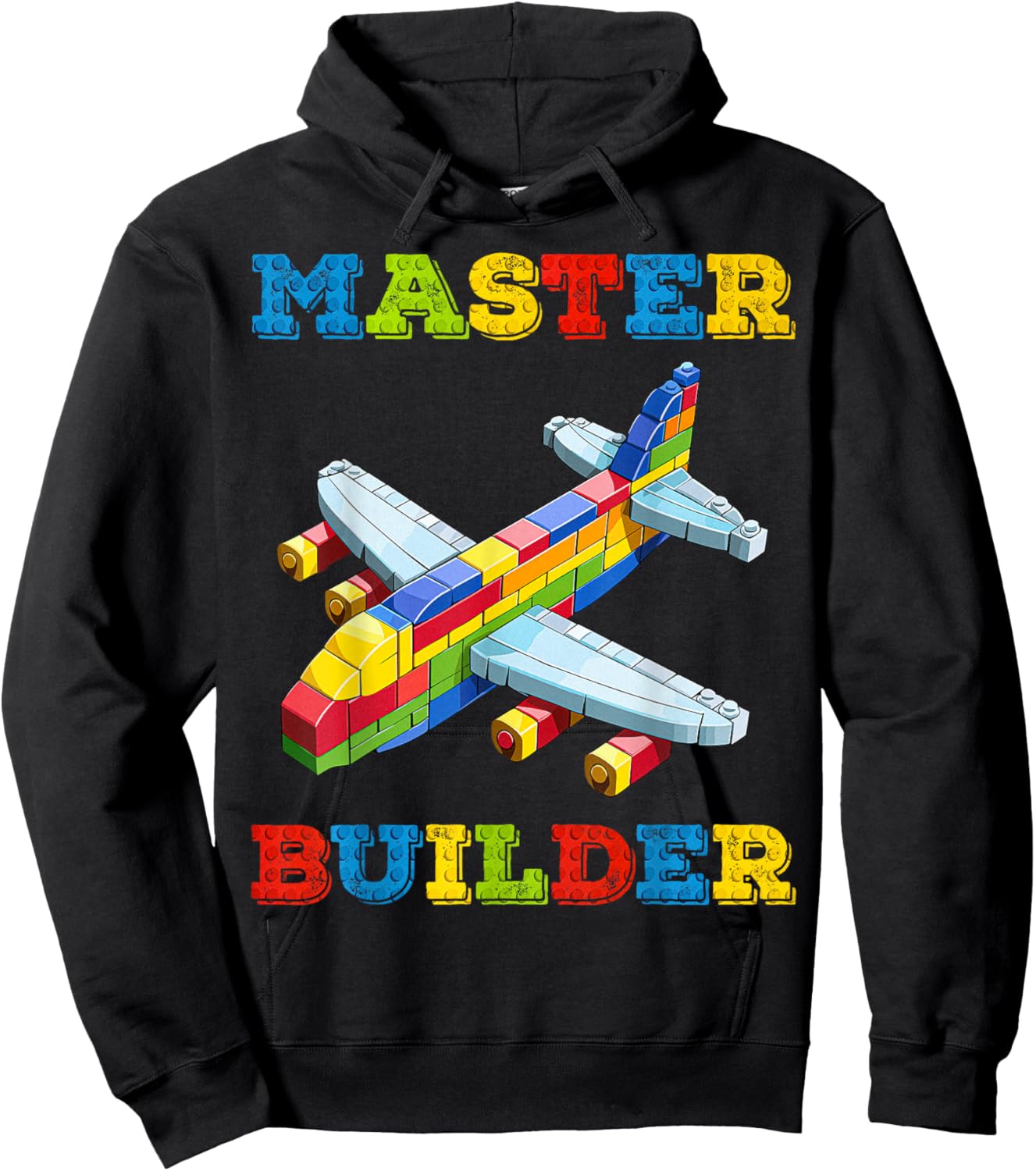 Cute Master Builder Kids Building Blocks Toy Plane Lover Hoodie - Hoodie | Black