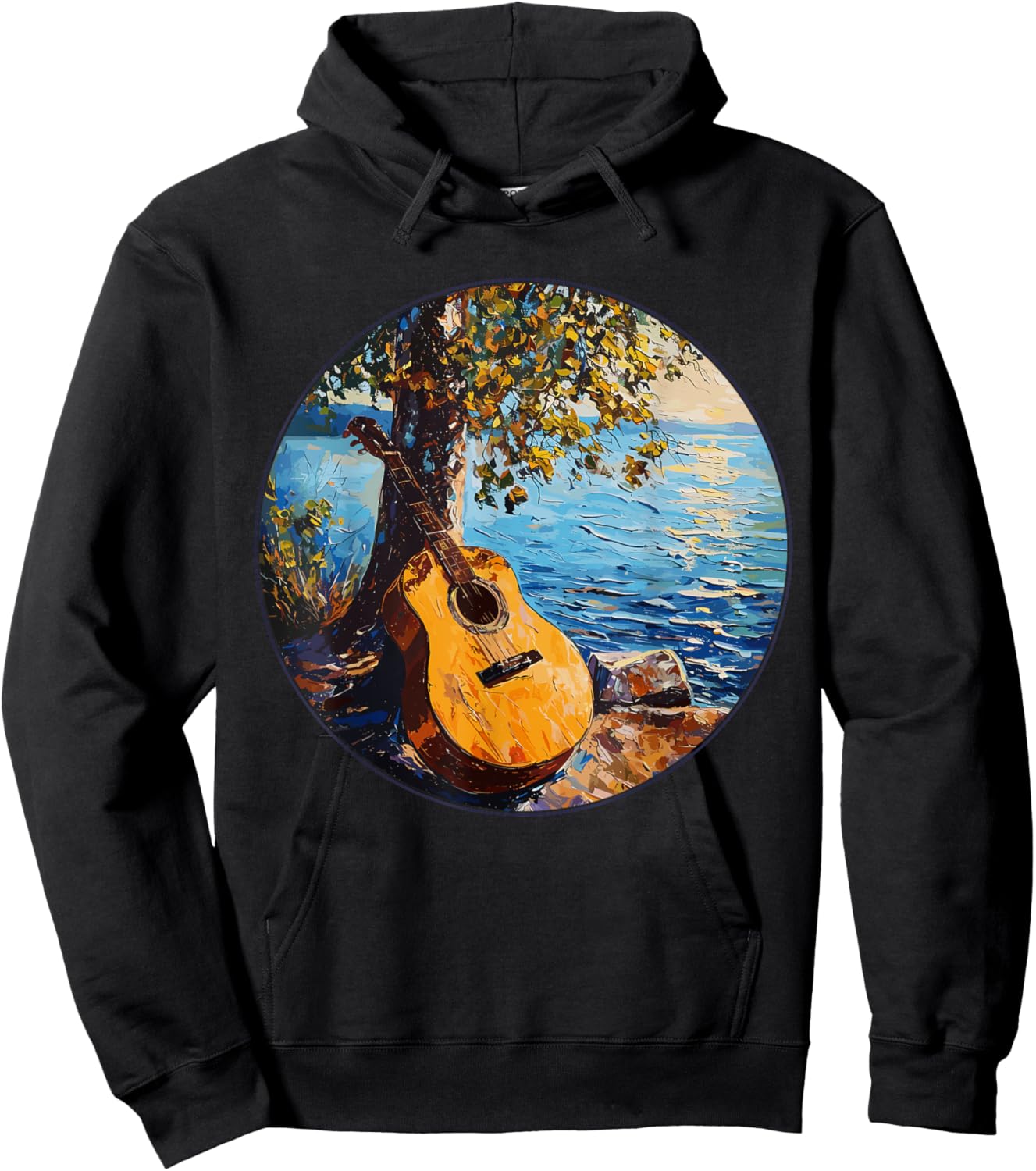 Acoustic Guitar By The Lake Guitarist Hoodie - Hoodie | Black