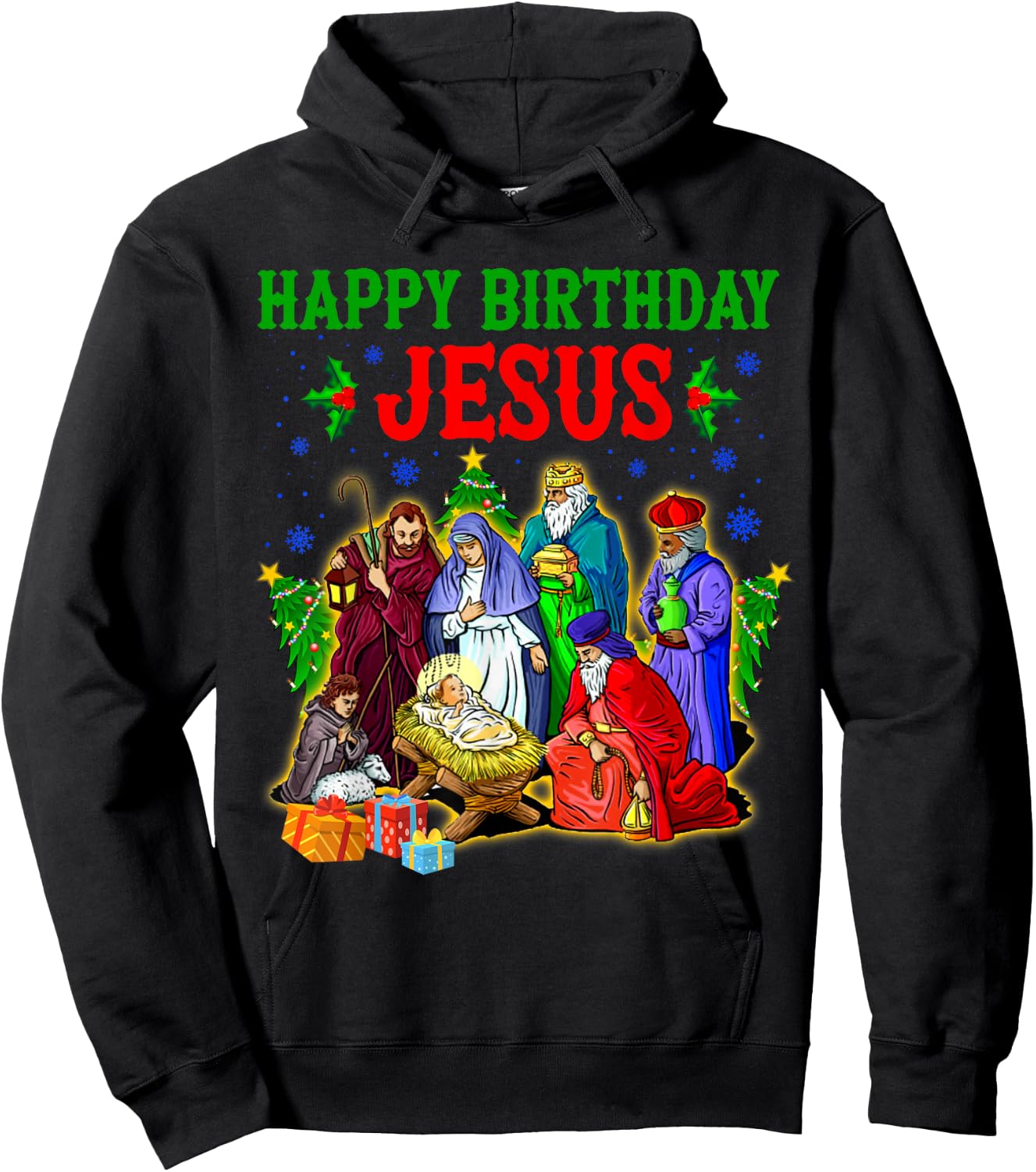 Merry Christmas Christian Happy Birthday Jesus Christ Xmas Hoodie - Hoodie | Black