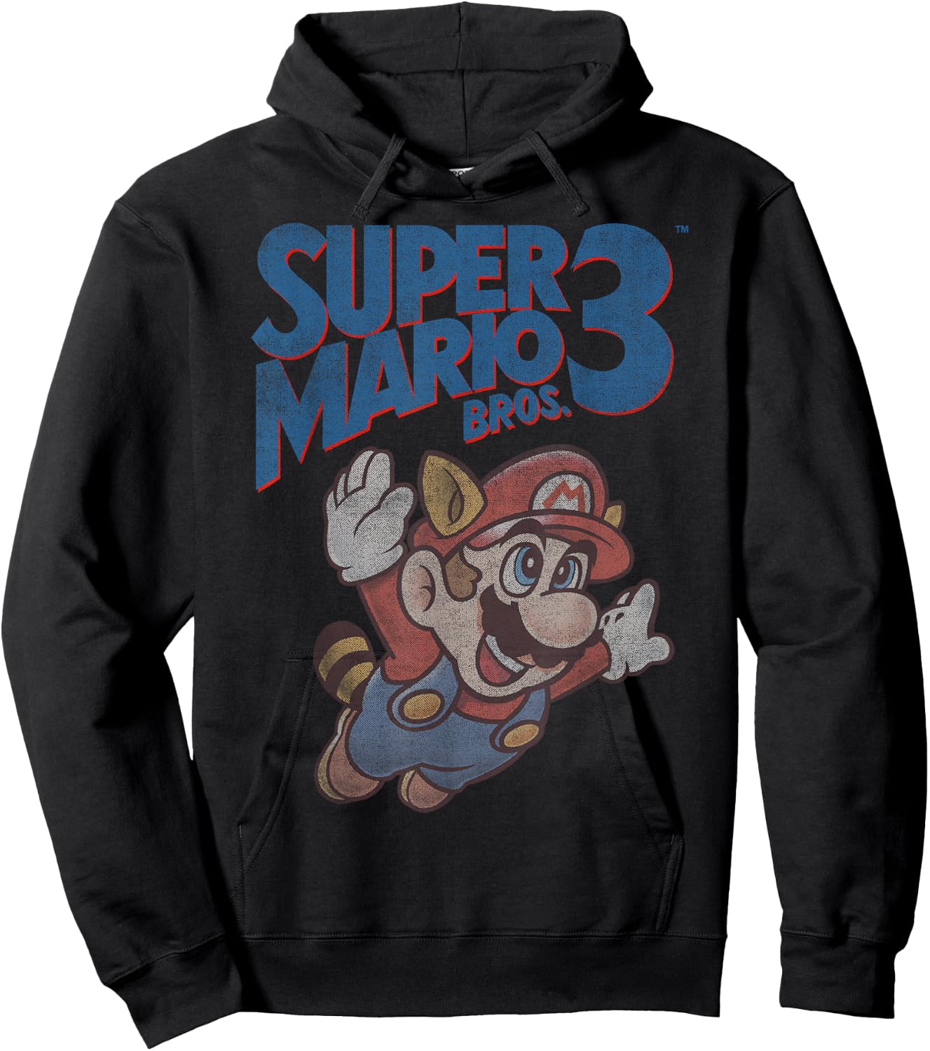 Super Mario 3 Flying Mario Vintage Distressed Poster Hoodie - Hoodie | Black