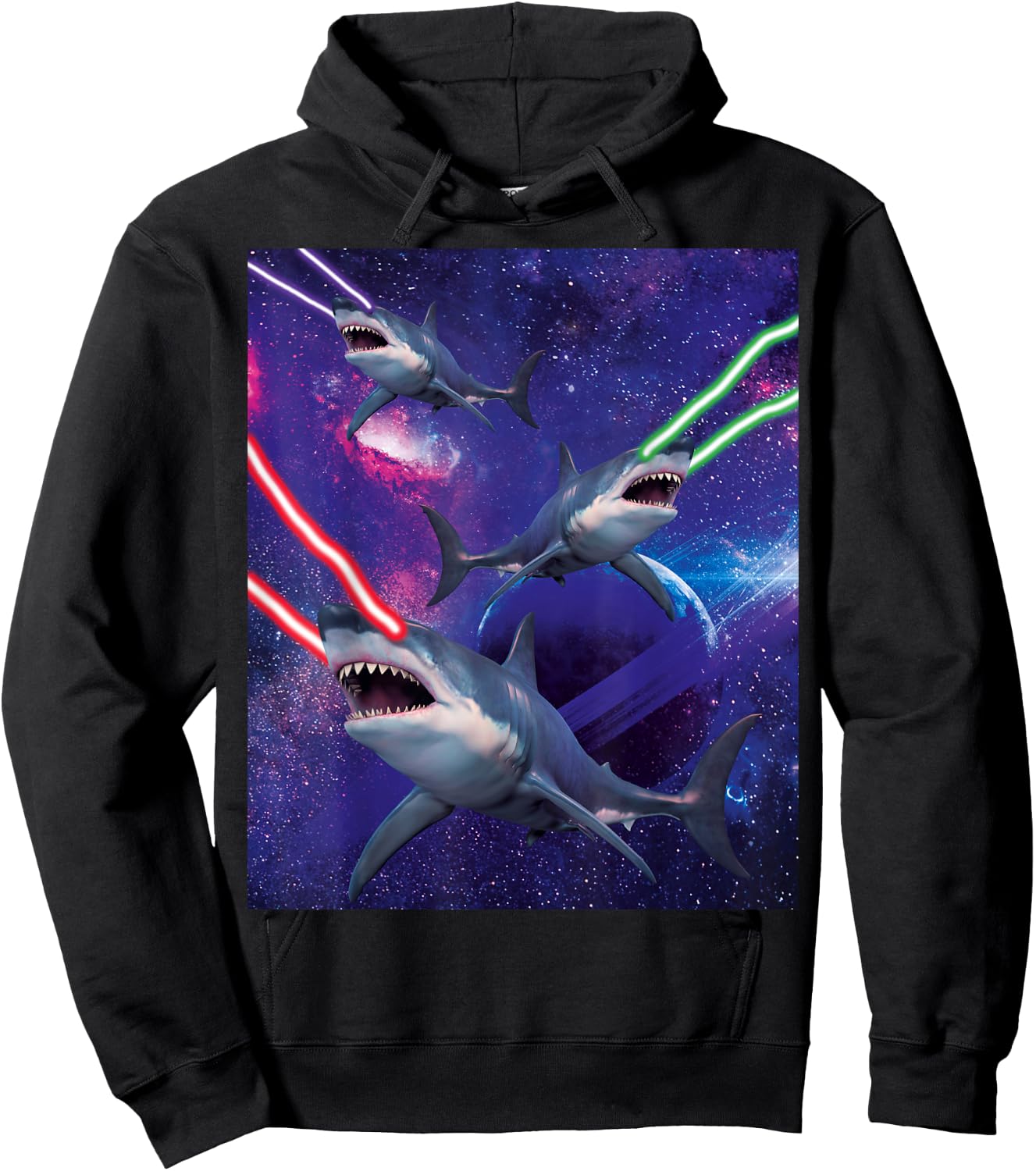 Galactic Space Sharks Attack With Lasers Funny Shark Hoodie - Hoodie | Black