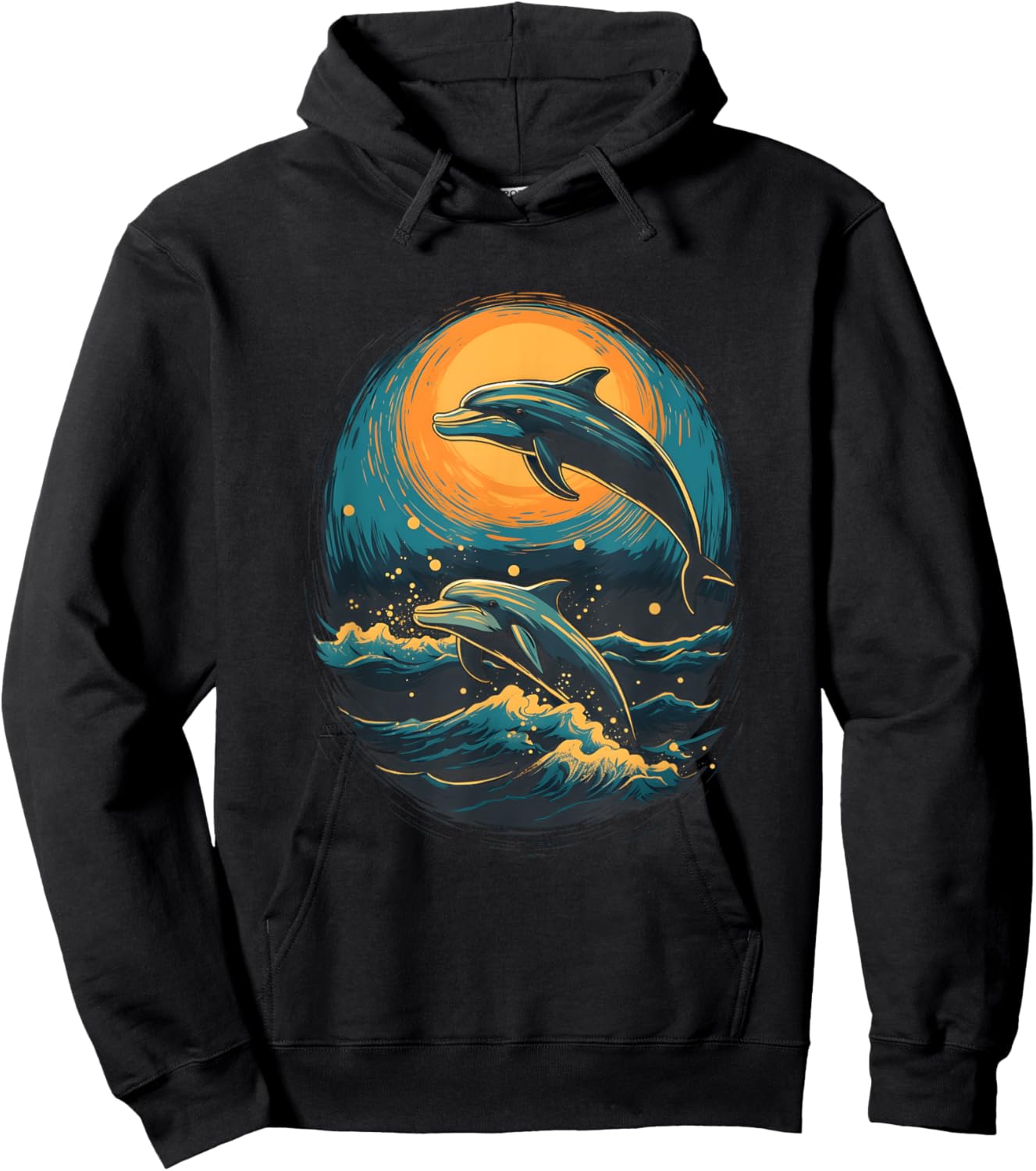Dolphins At The Moon Parody 3 Dolphin Moon Ocean Life Hoodie - Hoodie | Black