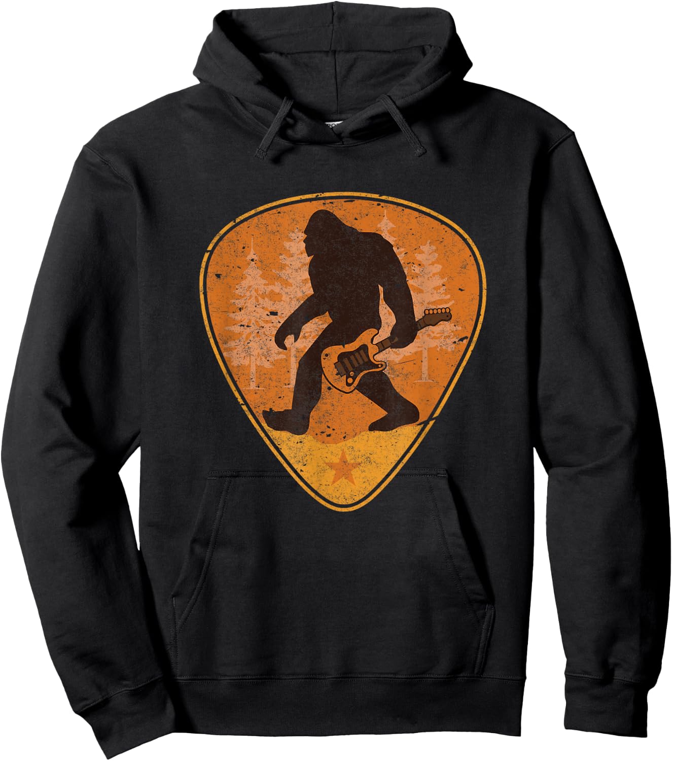 Bigfoot Guitar Sasquatch Yeti Shirt Guitarist Music Men Hoodie - Hoodie | Black