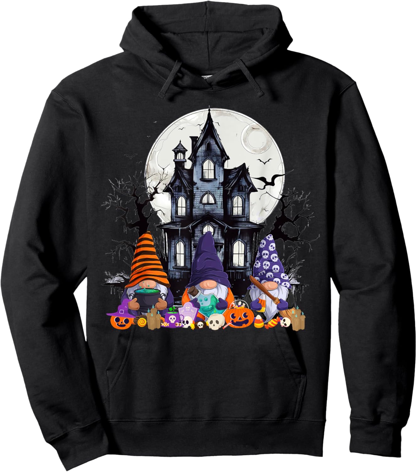Gnome Witch Halloween Pumpkin Autumn Fall Holiday 2024 Hoodie - Hoodie | Black