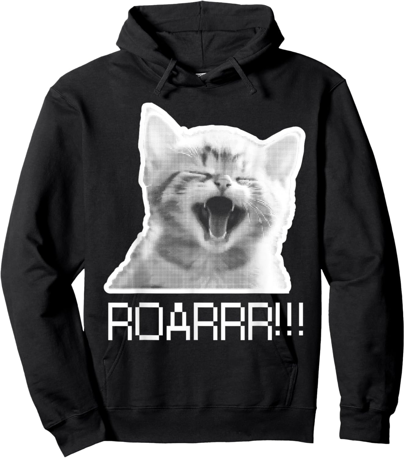 Roarr! Cute Kitten roars Cat Lover retro pixel Design funny Hoodie - Hoodie | Black