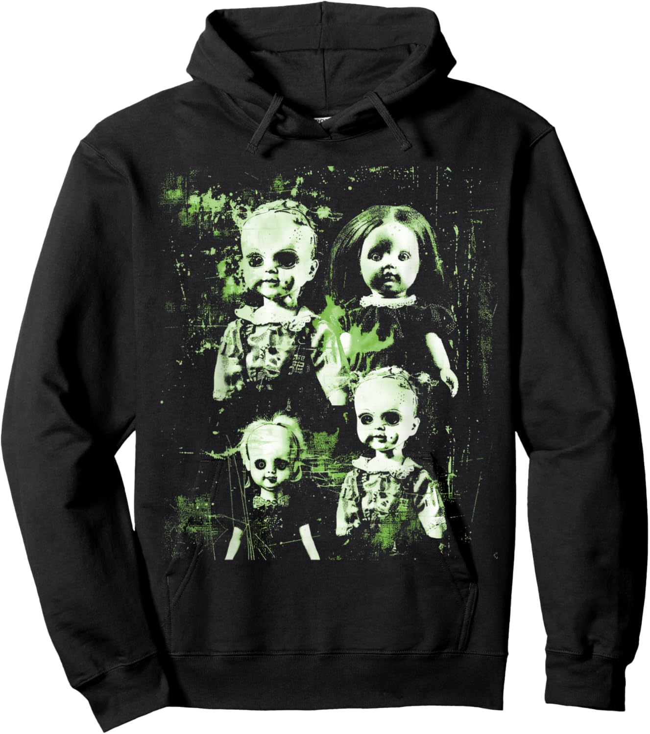 Horror Doll Creepy Cute Haunted Toy Pastel Goth Alt Scary Hoodie - Hoodie | Black