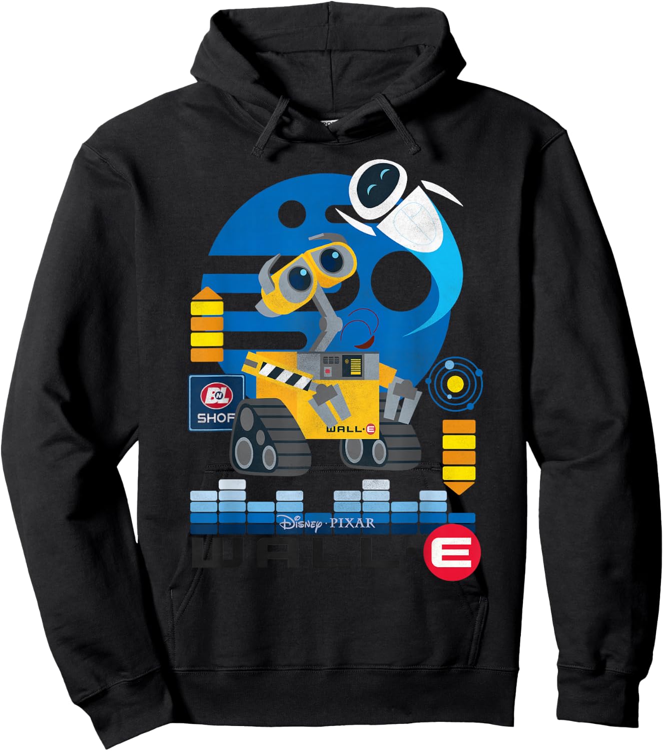 Disney Pixar Wall-E and EVE Distressed Friendship Portrait Small Hoodie - Hoodie | Black