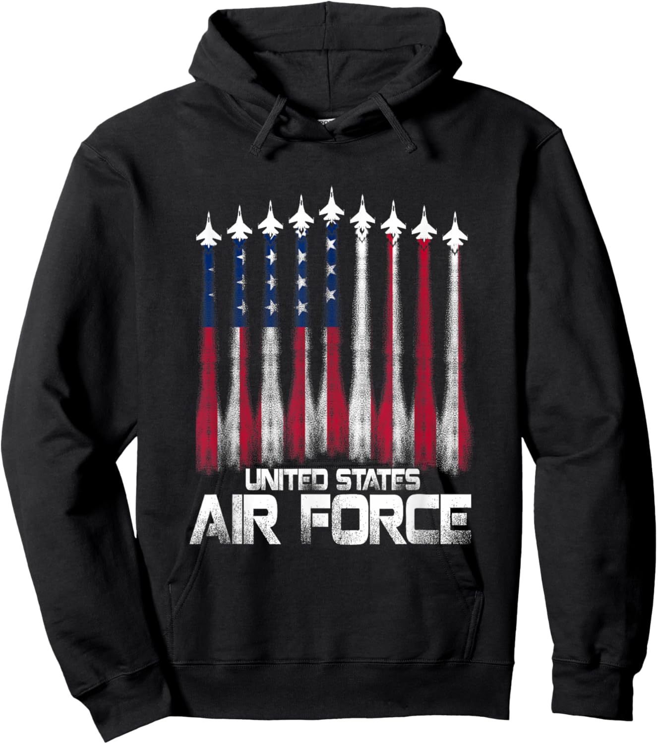 Air Force US Veterans American Flag 4th of July Patriotic Hoodie - Hoodie | Black