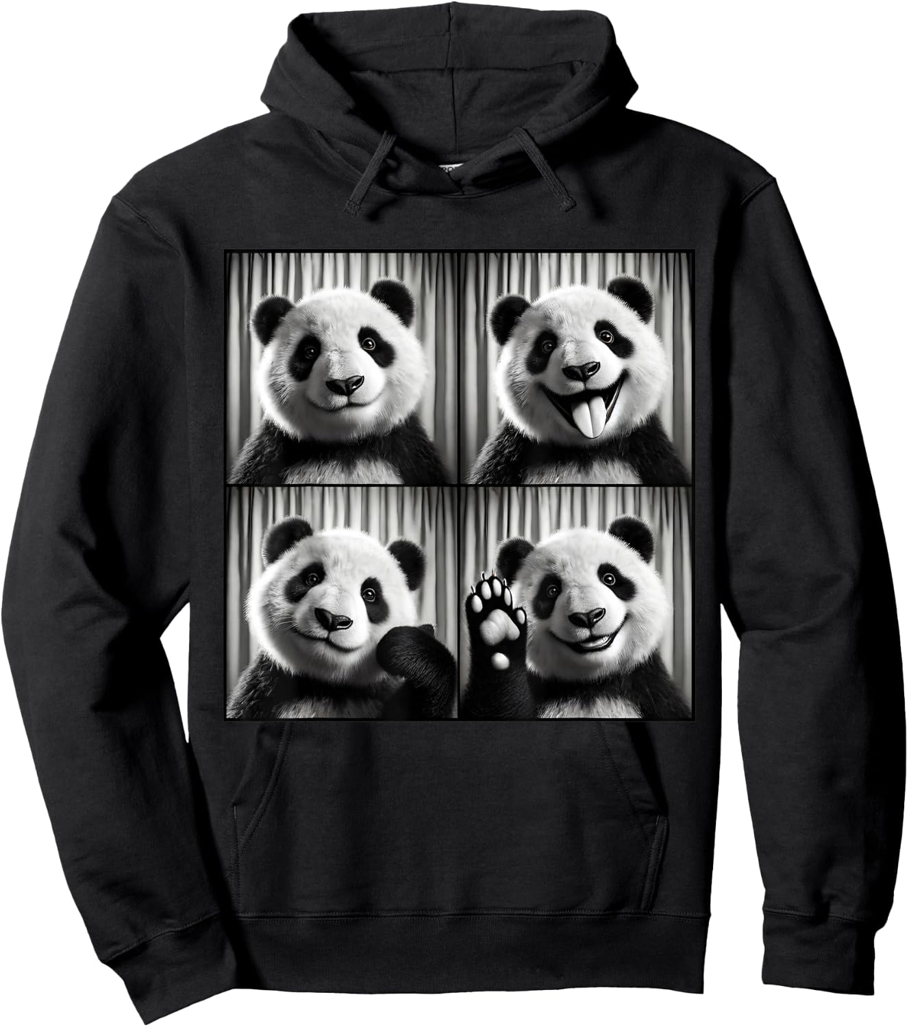 Cute Panda Selfie Photo Funny Photobooth Panda Lover Hoodie - Hoodie | Black