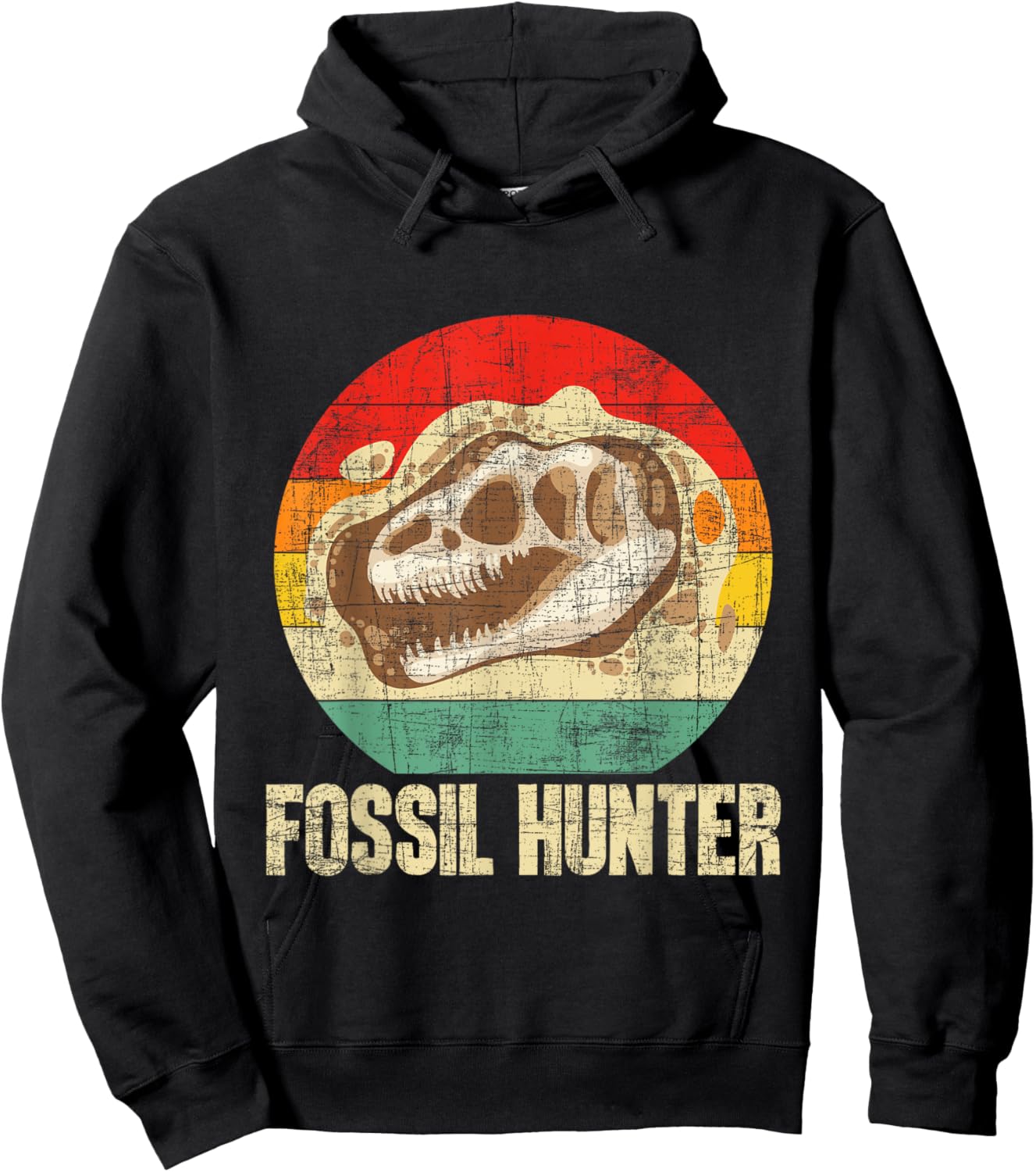 Fossil Hunter - Retro Paleontologist Paleontology Hoodie - Hoodie | Black
