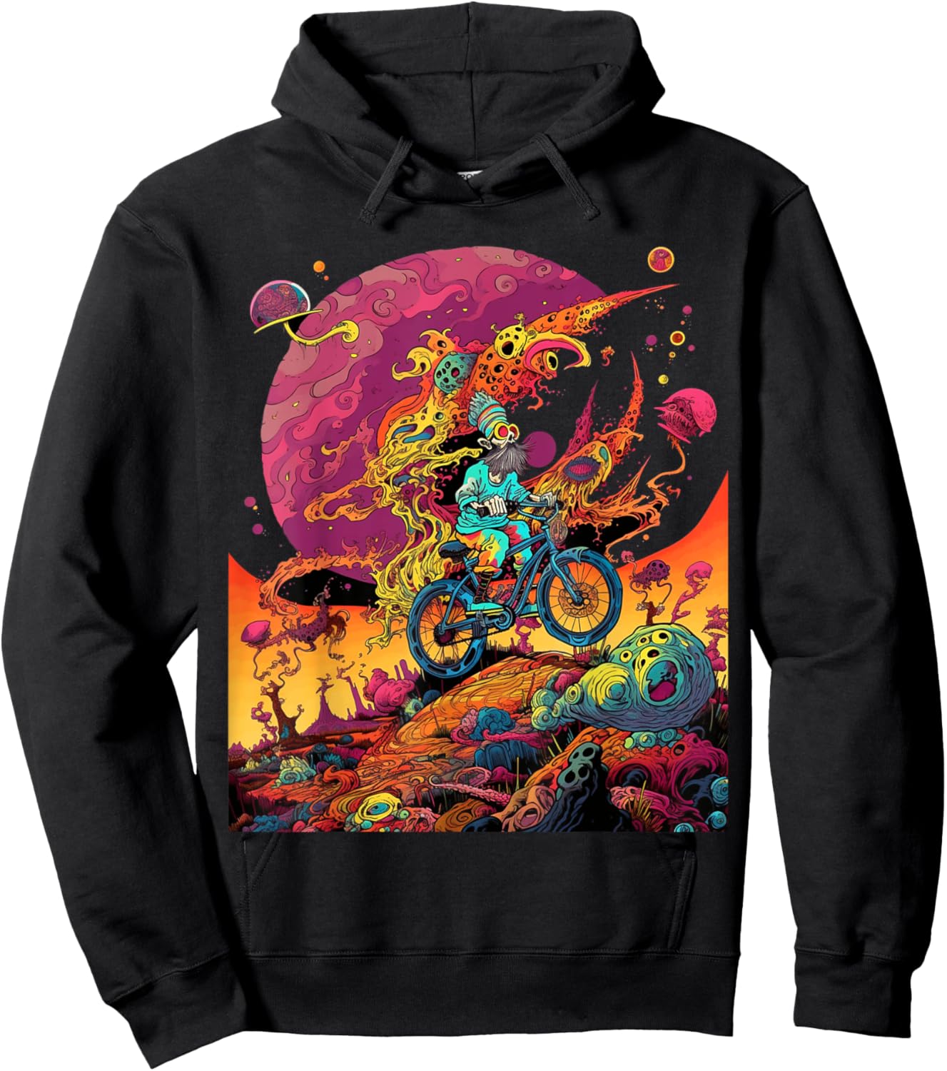 Bicycle Day Hofmann Trip | Psychedelic Comic Style Hippie Hoodie - Hoodie | Black