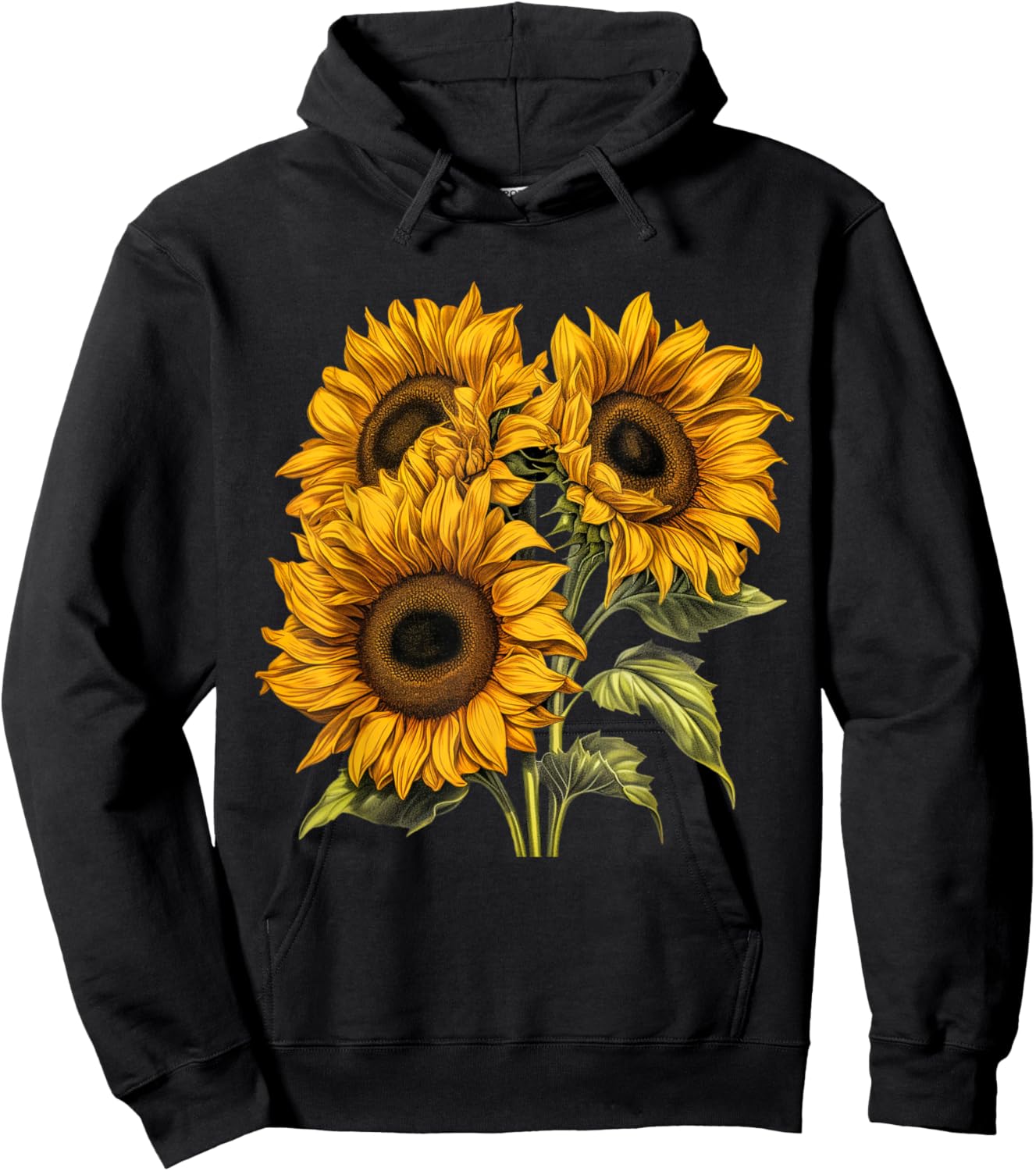 Yellow Sunflower Cute summer Sun flowers Floral Positivity Hoodie - Hoodie | Black
