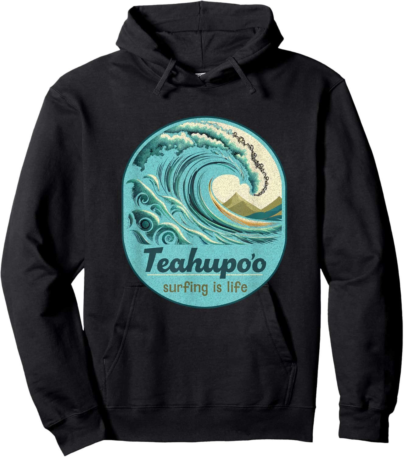Teahupoo Surfing French Polynesia Tahiti Teahupo'o Souvenir Hoodie - Hoodie | Black