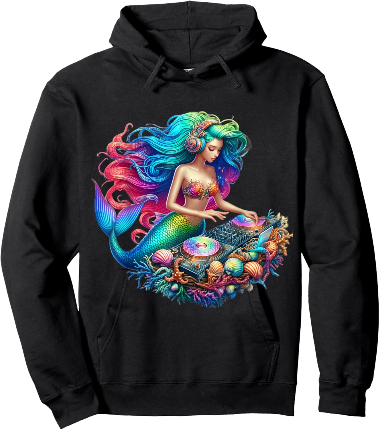 Underwater Mermaid DJ - EDM Music Lover Hoodie - Hoodie | Black