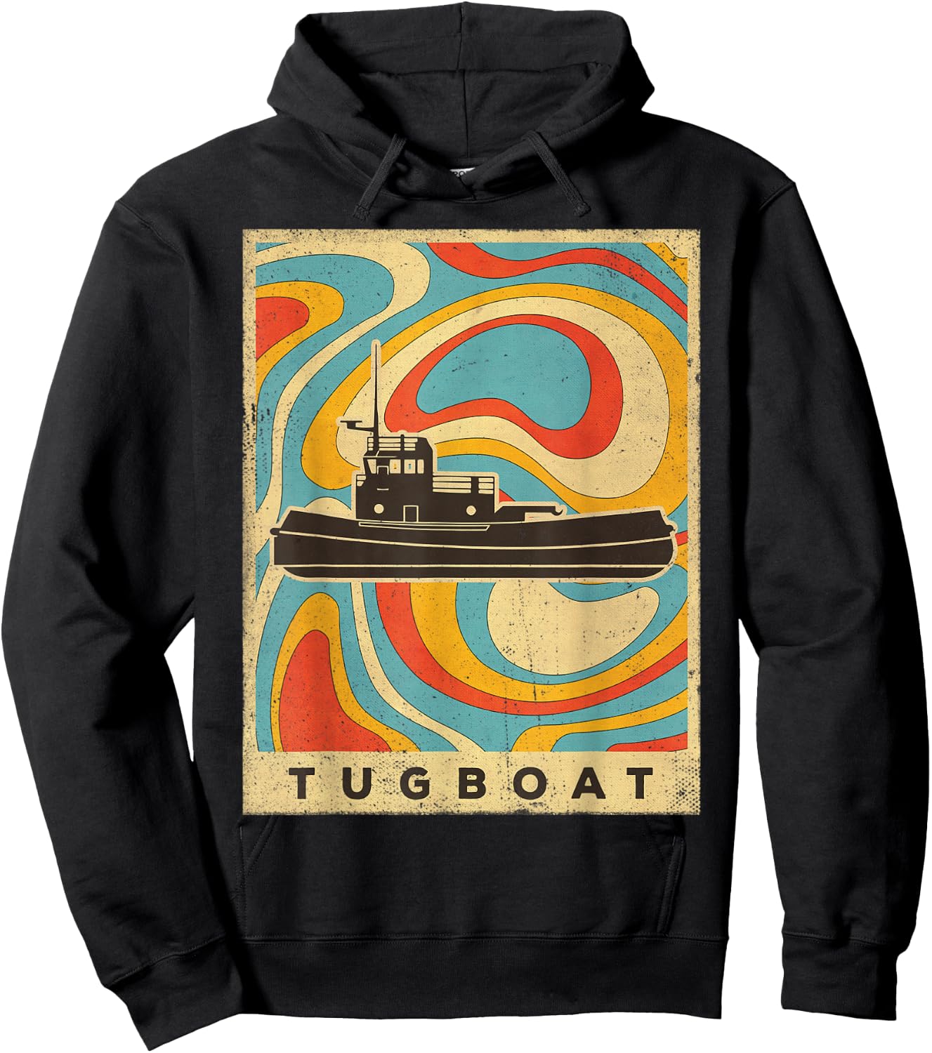 Vintage Tugboat Retro Gift Hoodie - Hoodie | Black