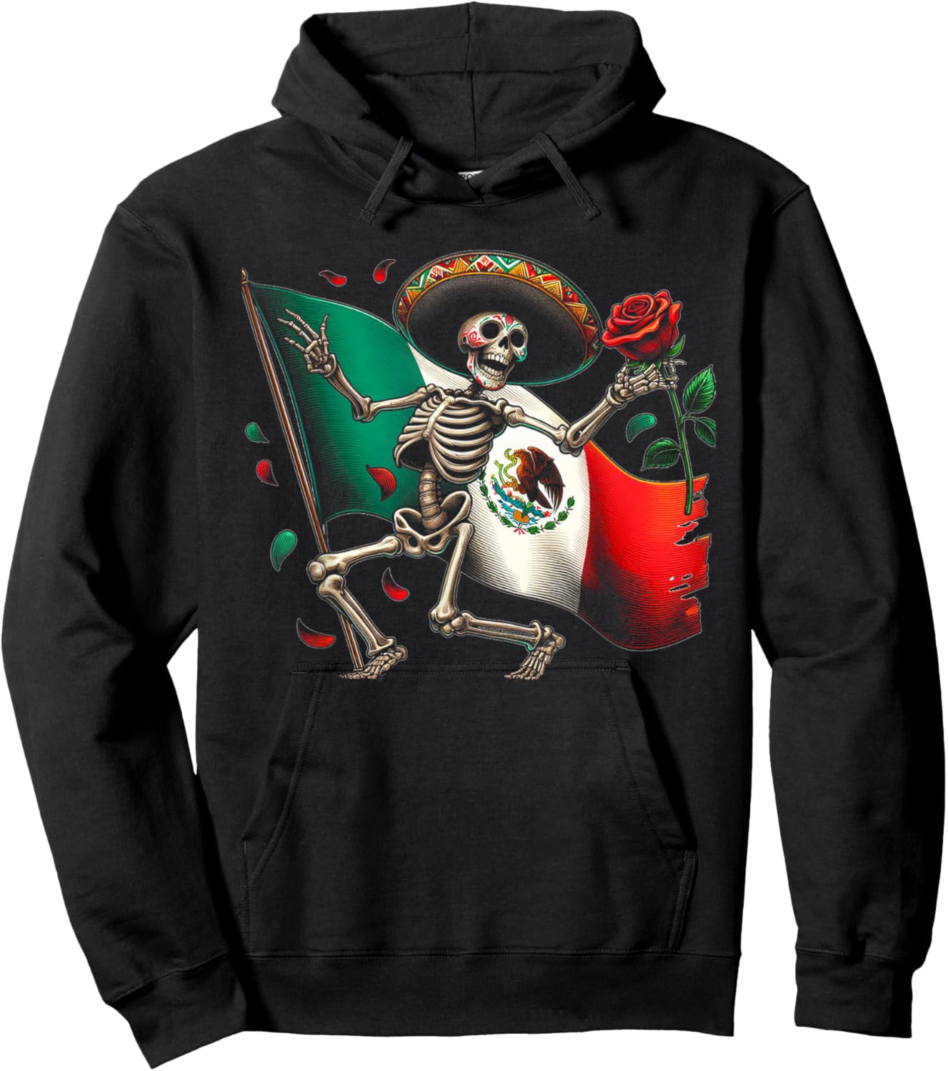 Mexico Gift Rose Tijuana Mexican Hispanic Pride Poncho Hoodie - Hoodie | Black