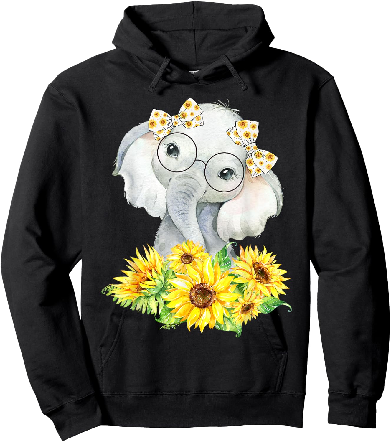 Elephant Sunflower Gifts for Girls Boys Hoodie - Hoodie | Black