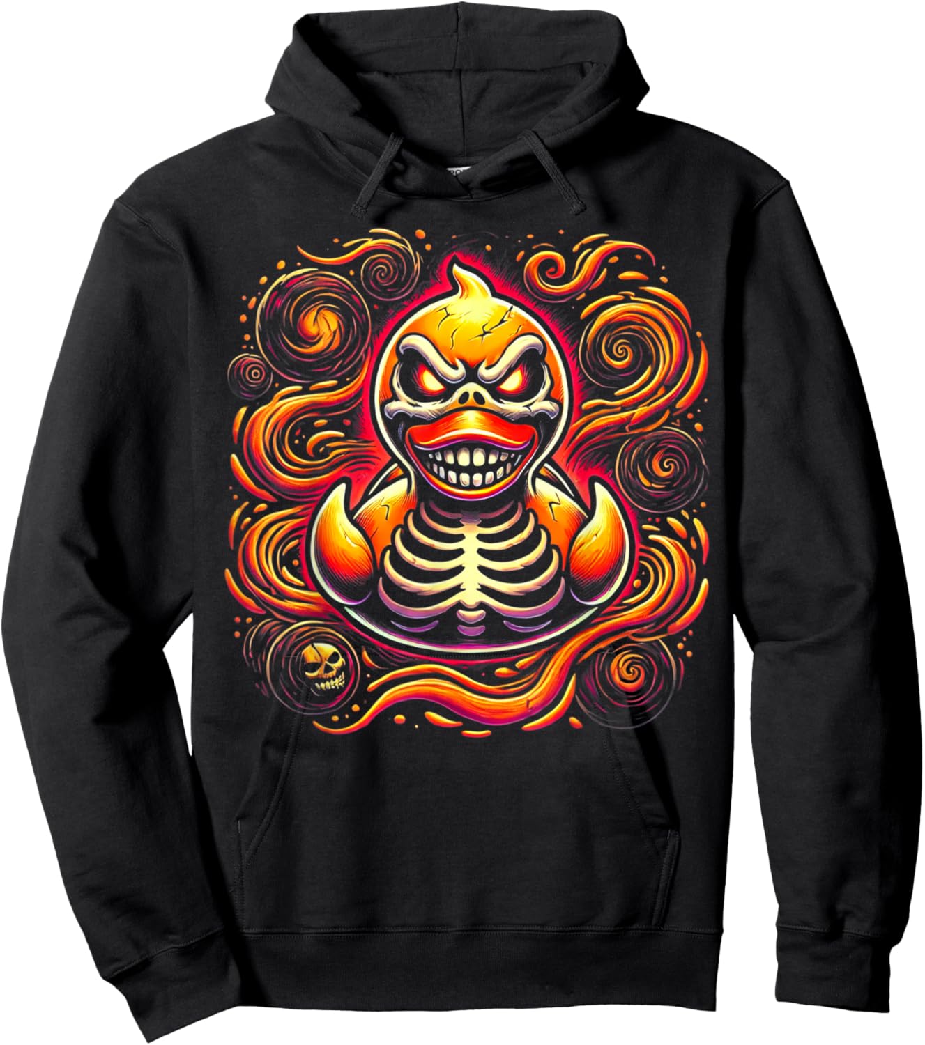 Evil Skeleton Duck Spooky Halloween Rubber Duck Art Hoodie - Hoodie | Black