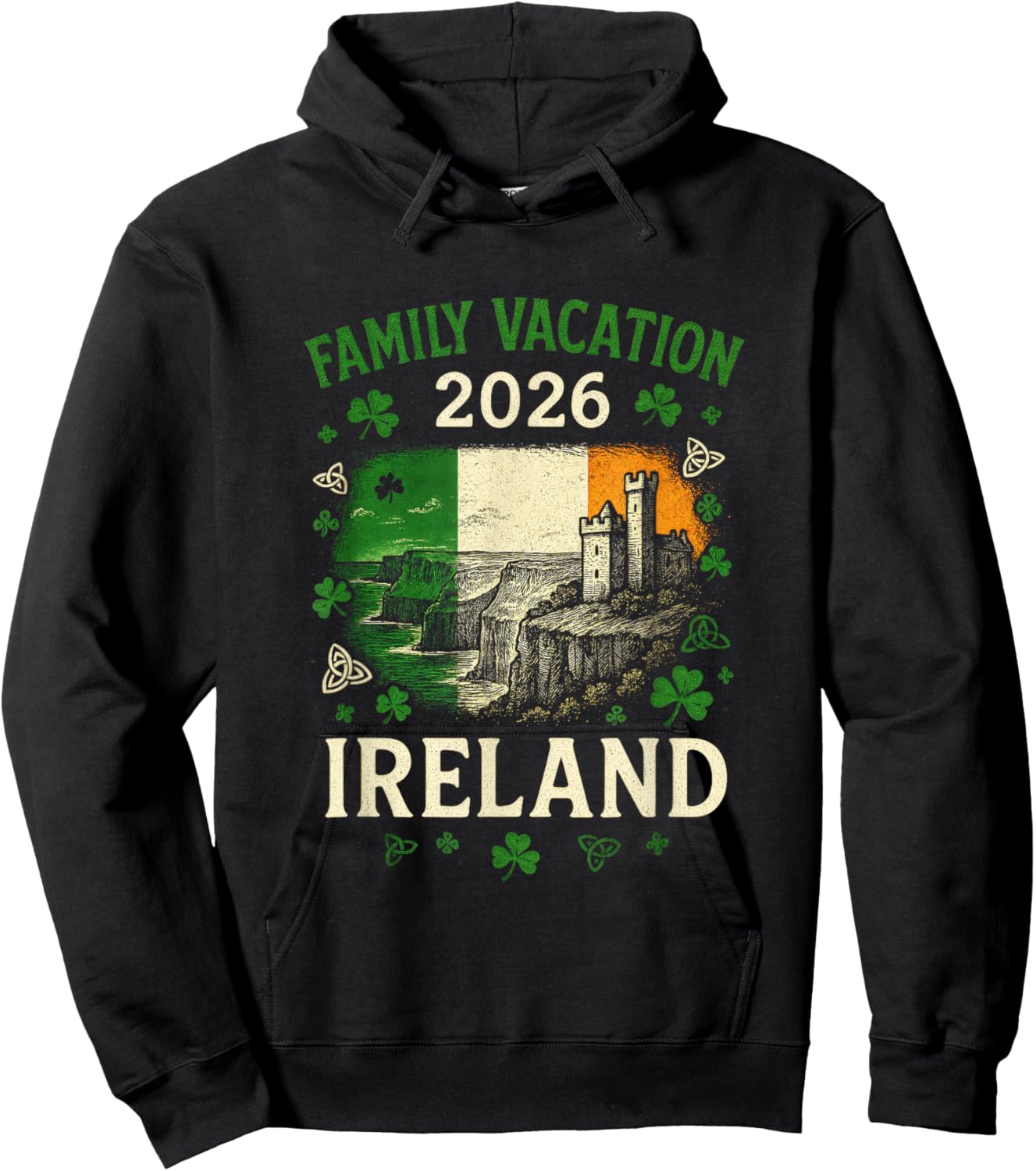 Family Vacation 2026 - Ireland Clover Hoodie - Hoodie | Black