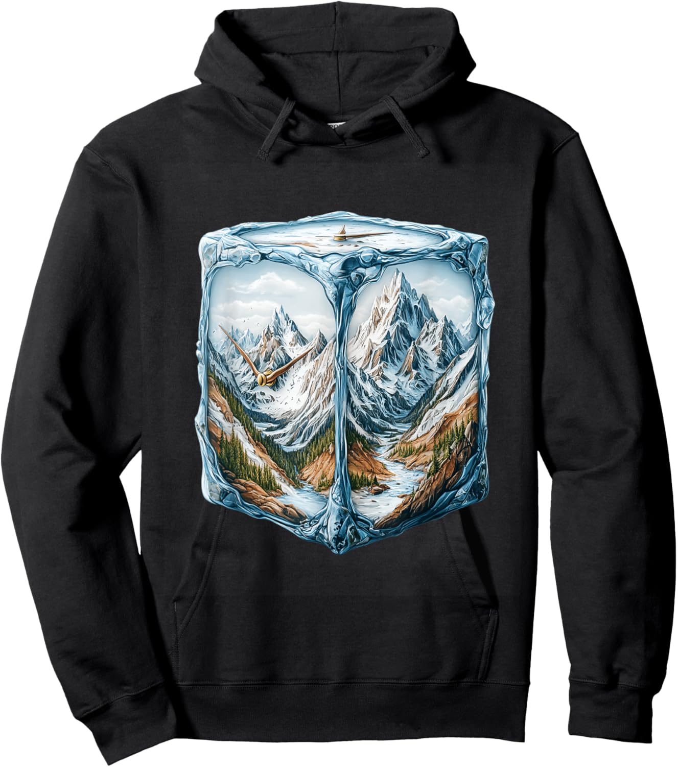 Adventure Scene with Clock in Ice Hoodie - Hoodie | Black