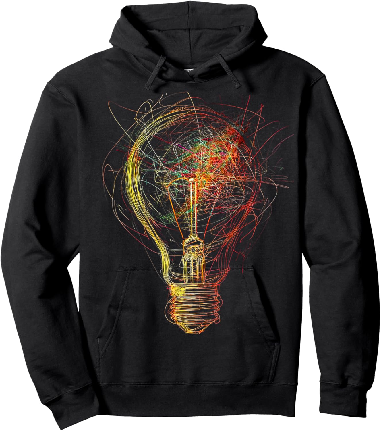 Light Bulb Abstract Drawing Colorful Art Graphic Hoodie - Hoodie | Black