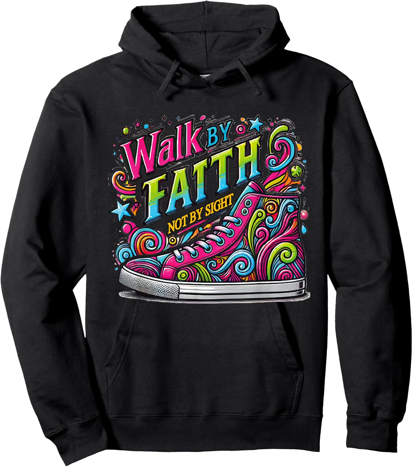 Walk by Faith Shoes Christian Jesus Hoodie - Hoodie | Black