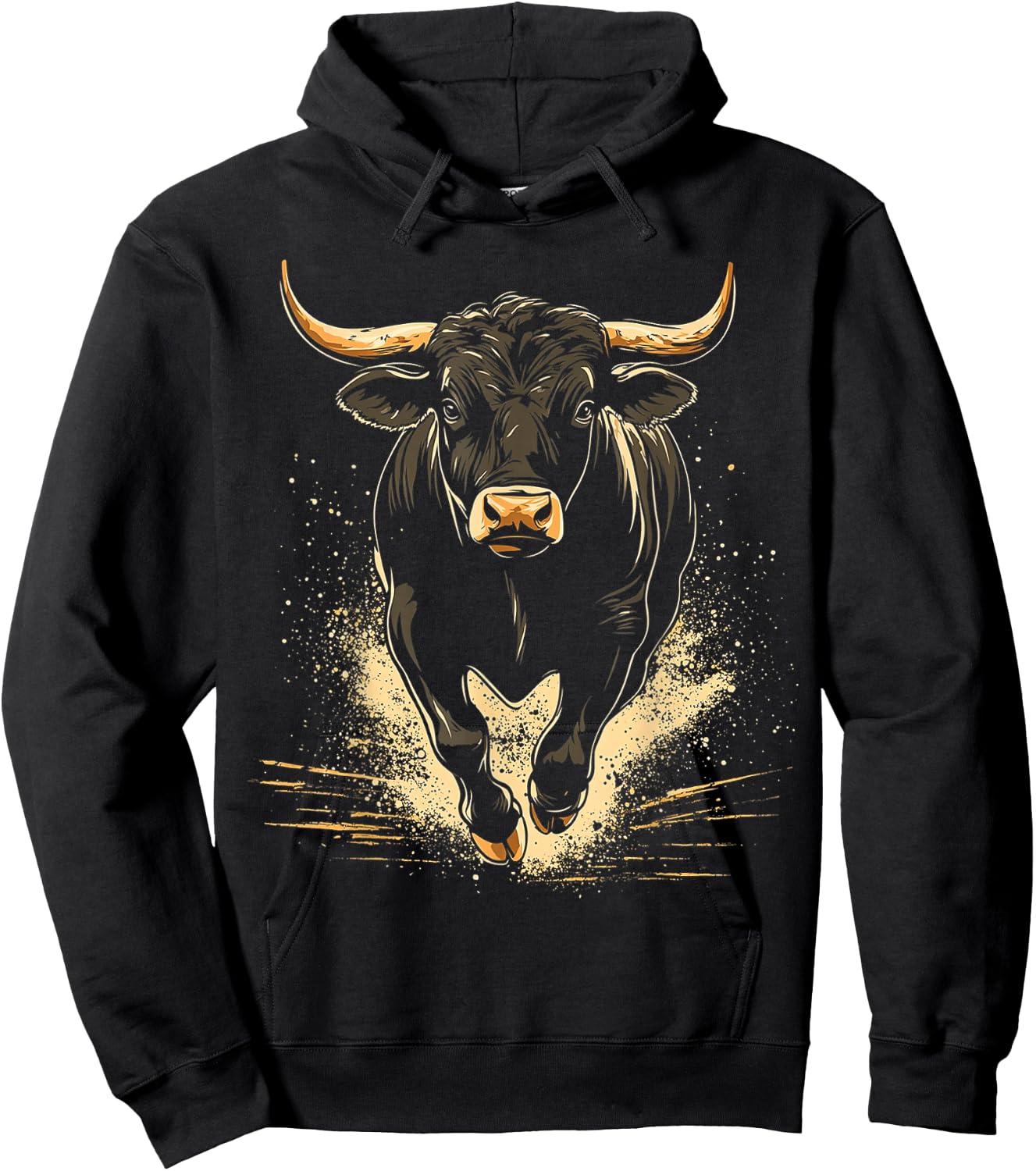 Bull Animal Motif Art Bull Hoodie - Hoodie | Black