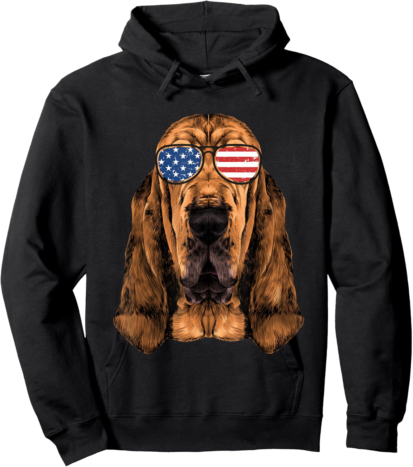 Bloodhound Shirt Men Women Kids American Flag Dog Hoodie - Hoodie | Black