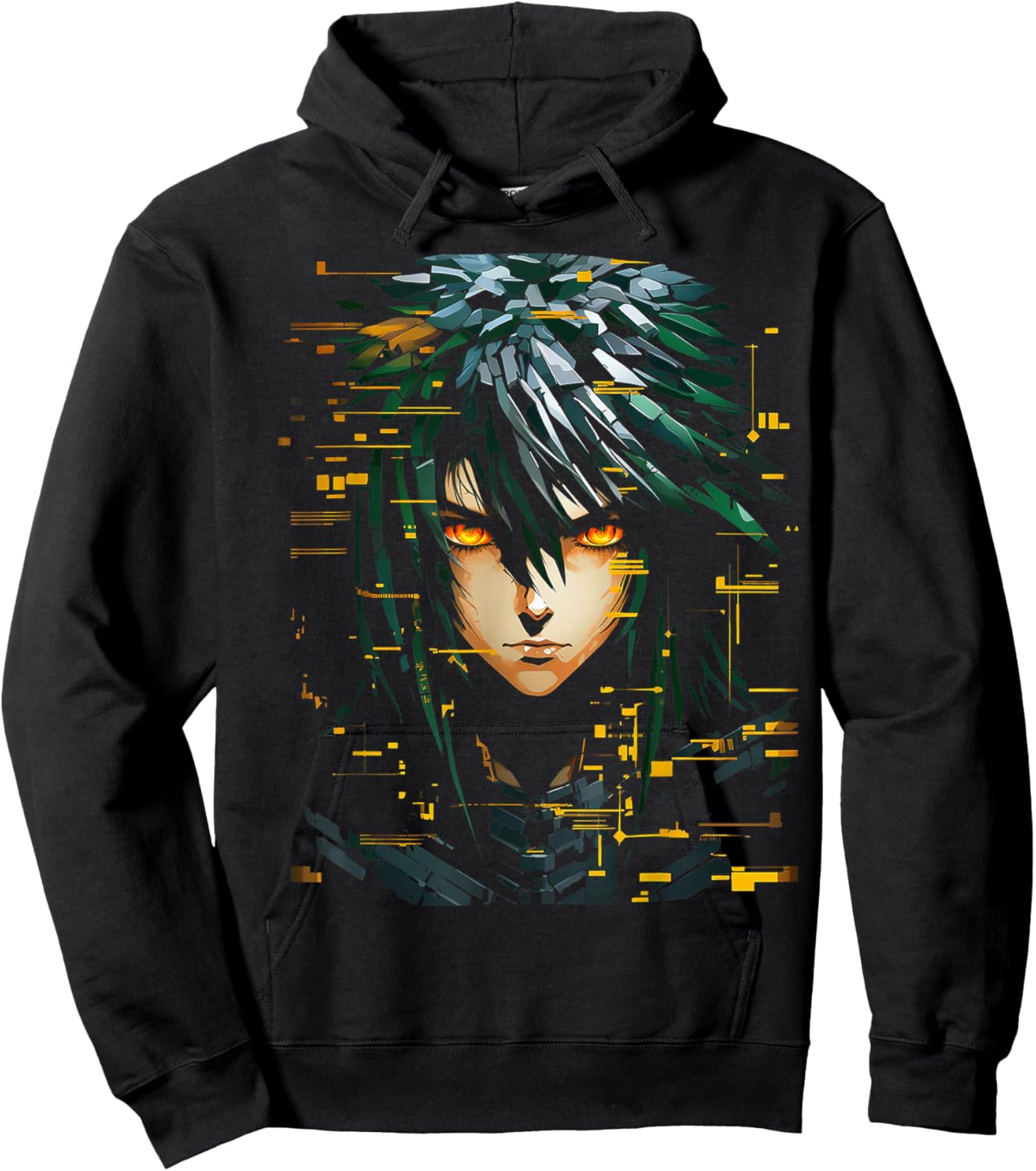 Anime Men Pixel Art Graphic Fantasy Anime Hoodie - Hoodie | Black