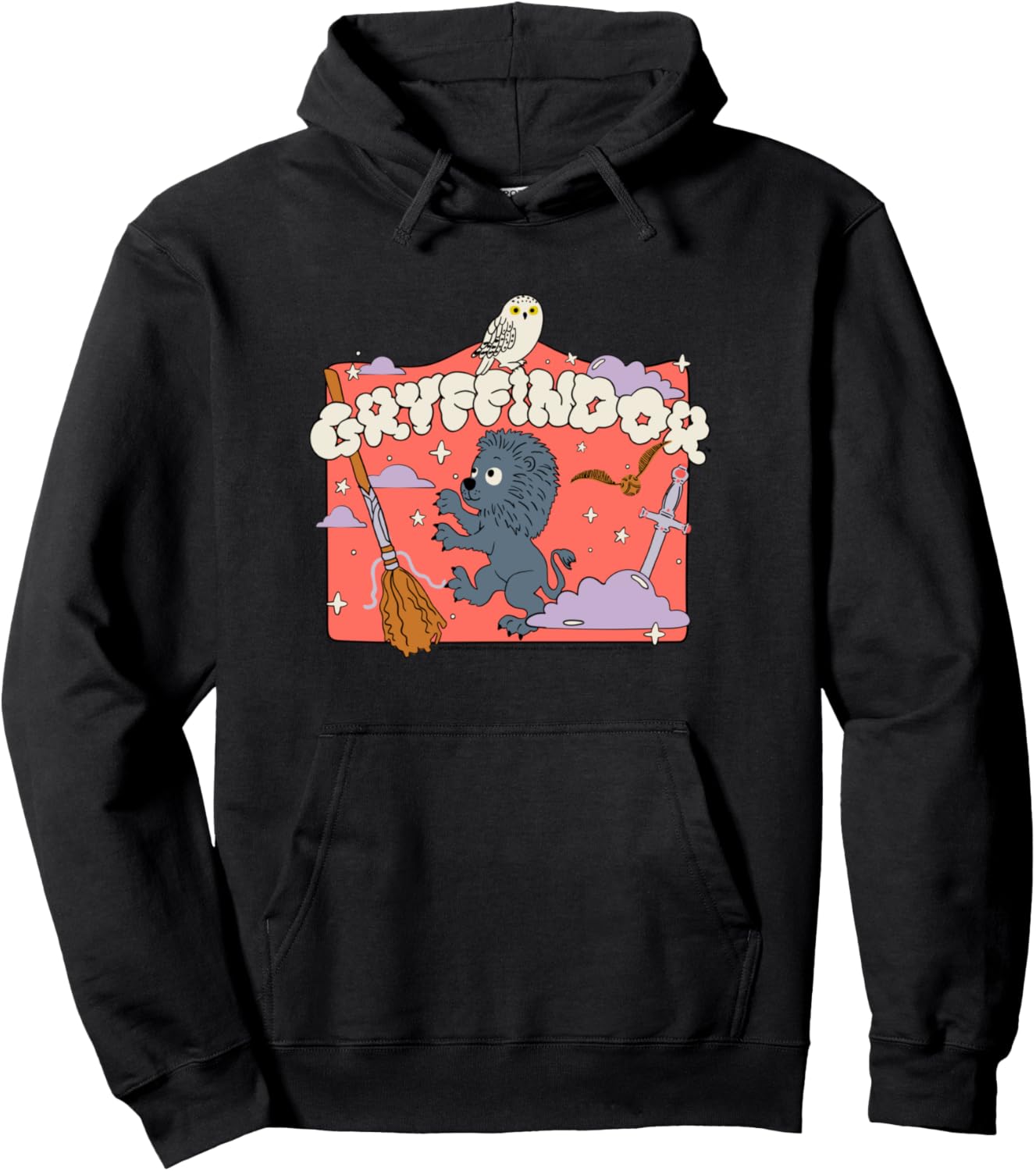 Amazon Essentials Harry Potter Hogwarts Gryffindor House Cartoon Scene Hoodie - Hoodie | Black