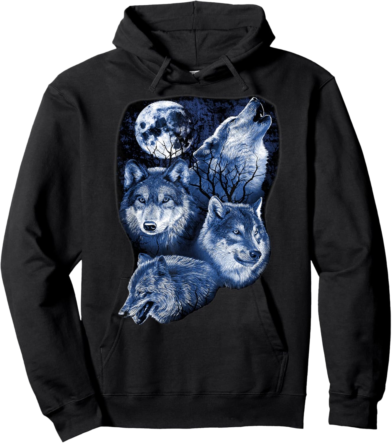 Four Wolfs Howling At The Moon Wolf Lover Hoodie - Hoodie | Black