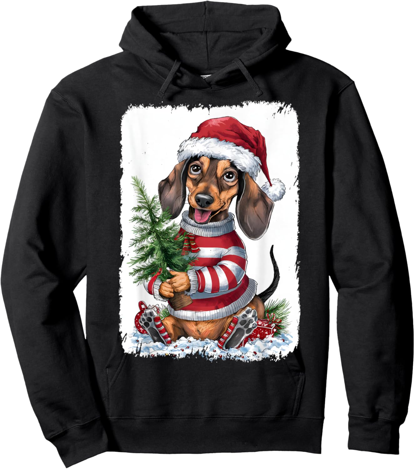 Christmas Dachshund Dog , Black, S Hoodie - Hoodie | Black