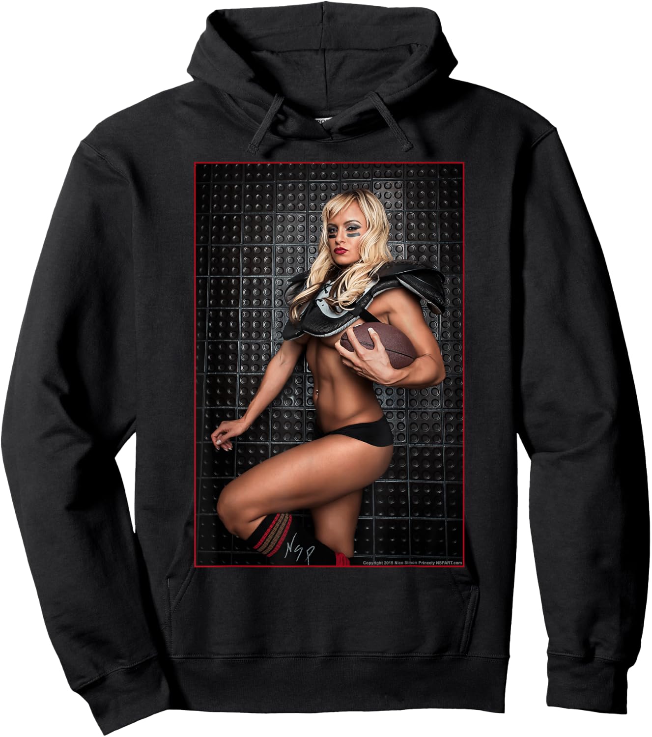 Pinup Girl T Shirt - Lauren Fogle Football Pin Up Hoodie - Hoodie | Black
