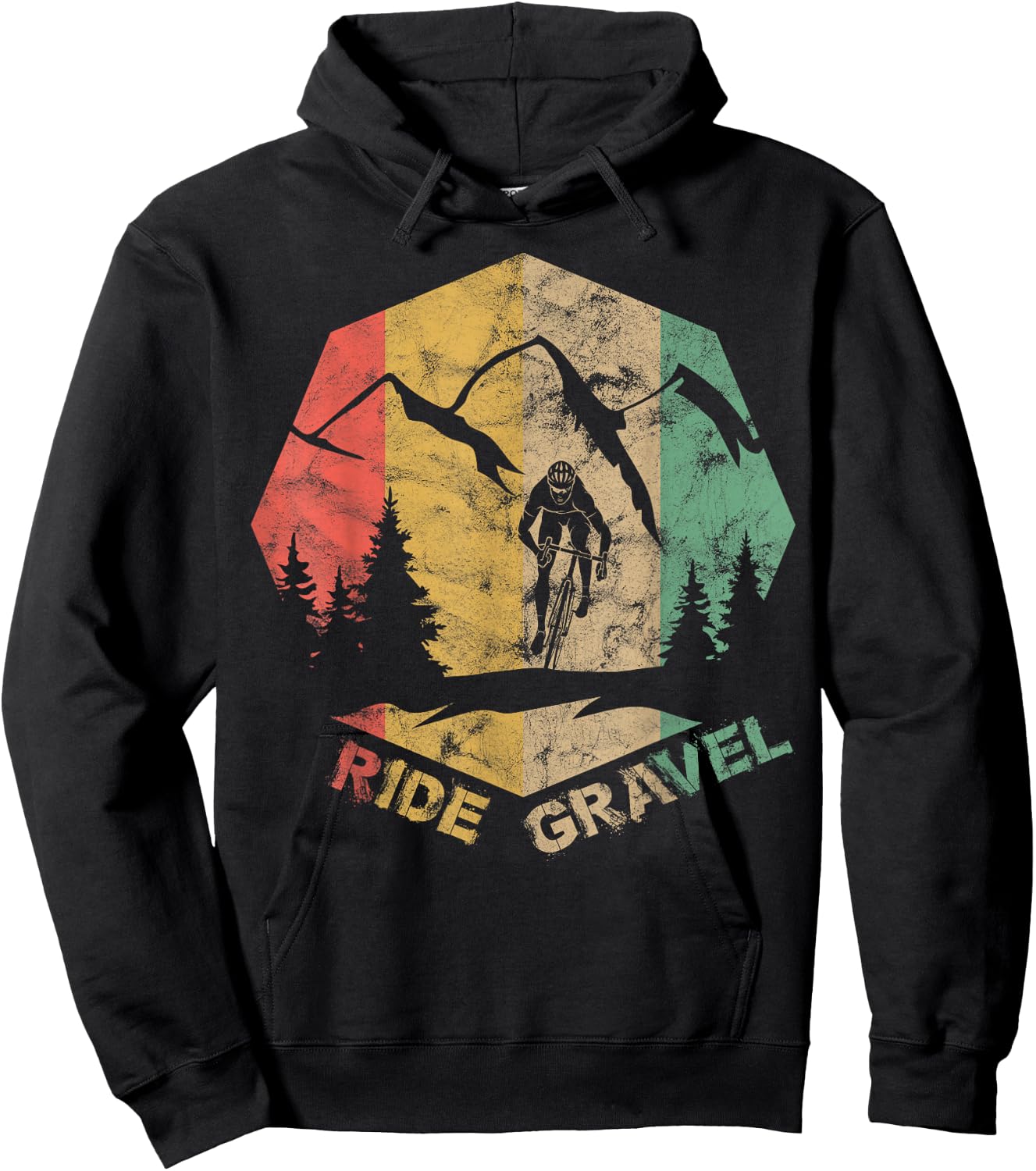 Vintage Gravel Bike Road Bike Ride Gravel Cyclocross Cyclist Hoodie - Hoodie | Black