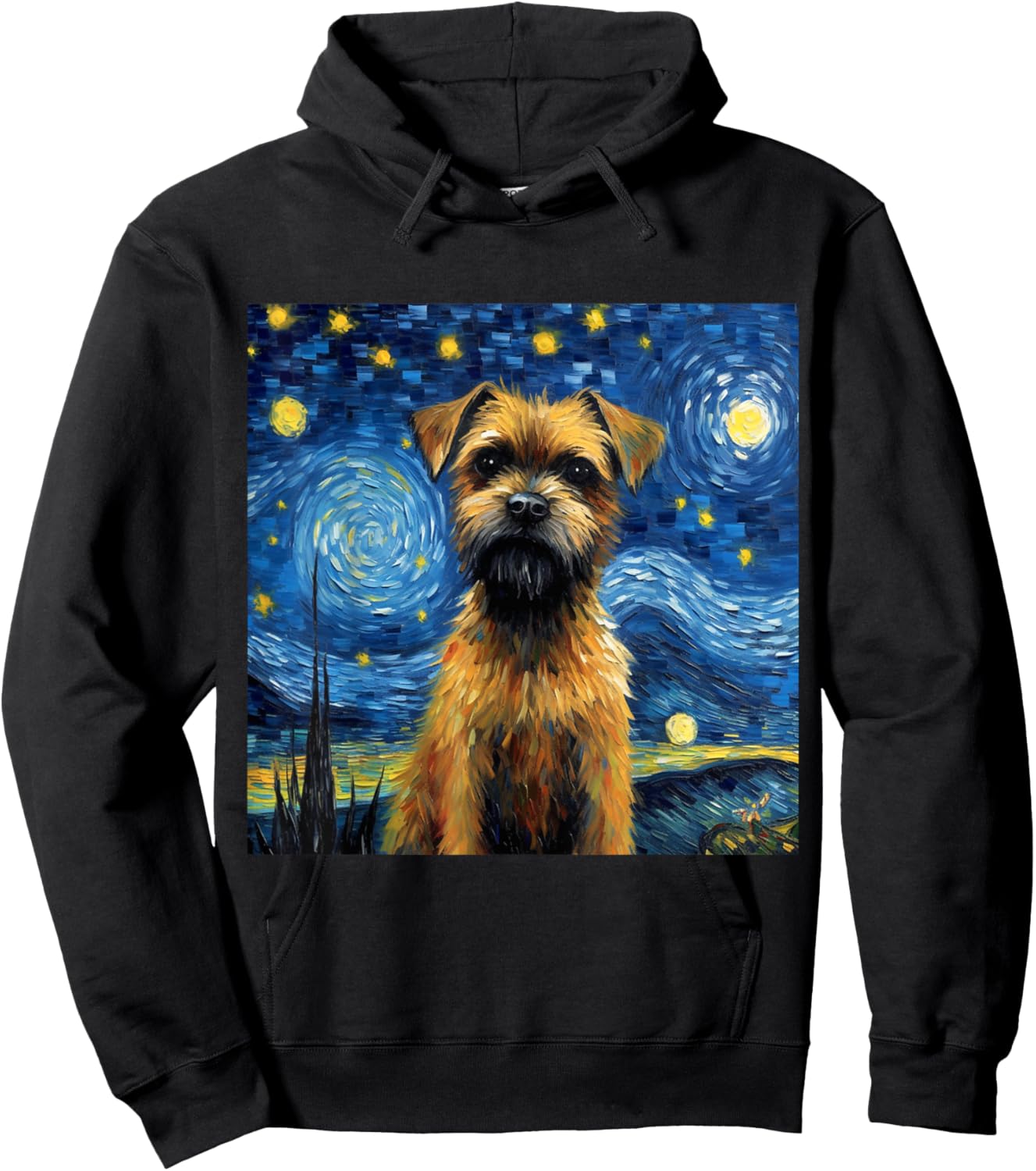 Border Terrier Starry Night - Border Terrier Hoodie - Hoodie | Black