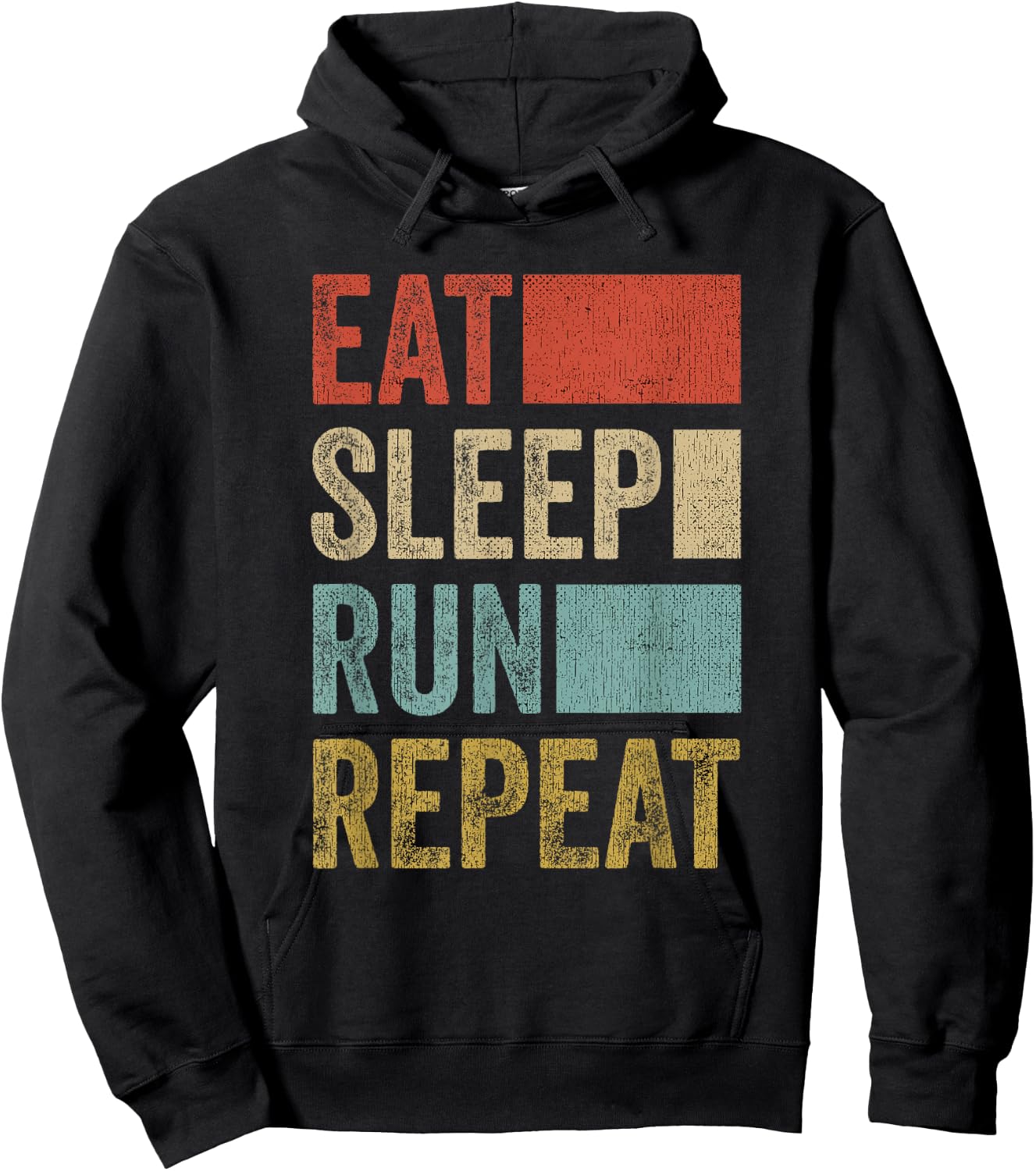 Running Jogging Gift Retro Eat Sleep Run Hoodie - Hoodie | Black