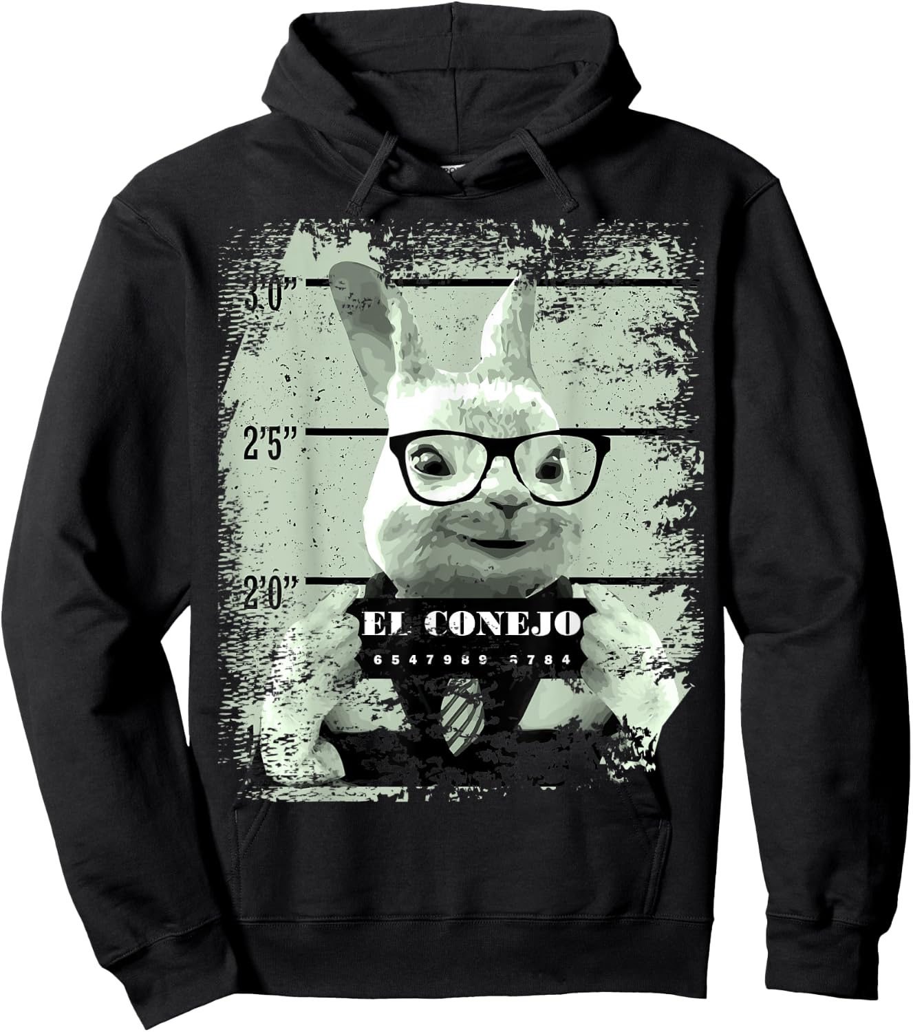 Bunny Mug Shot Rabbit in Jail Mexican El Conejo Hoodie - Hoodie | Black