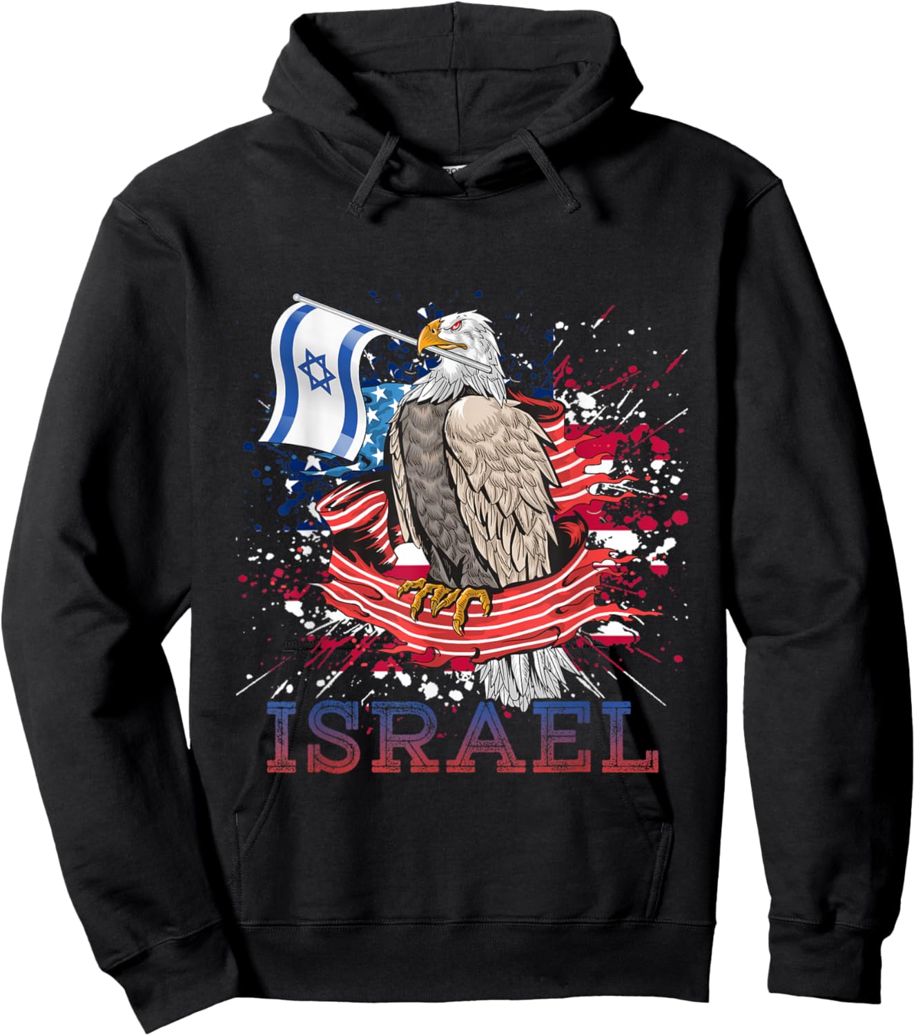 Patriotic Eagle Star Of David Israeli Jew Gift Israel Women Kids Men Hoodie - Hoodie | Black
