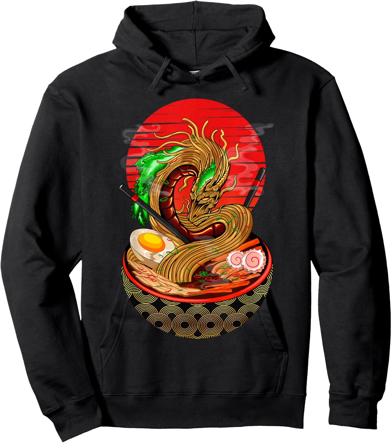 Kawaii Ramen Funny Japanese Asian Noodles Dragon Hoodie - Hoodie | Black