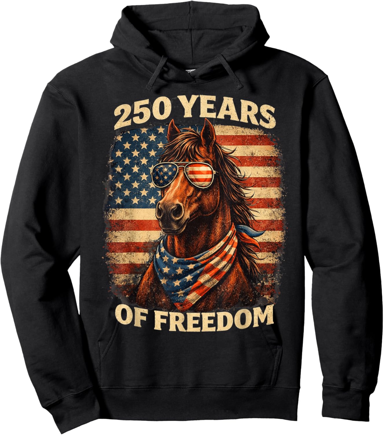 Horse 250Th Anniversary America 4th of July Horse Hoodie - Hoodie | Black